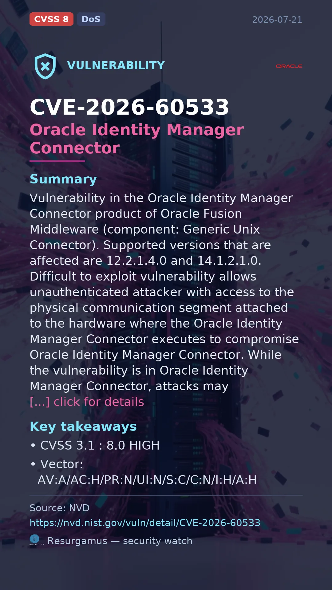 CVE-2026-60533 Oracle Identity Manager Connector Vulnerability