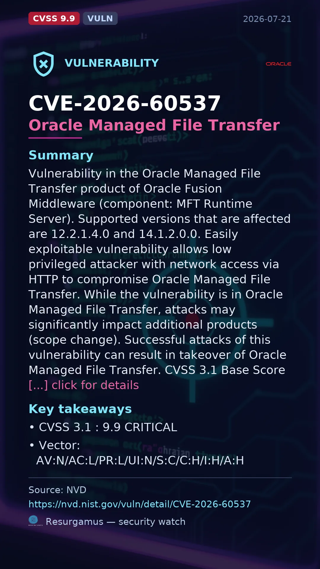 CVE-2026-60537 Oracle Managed File Transfer Vulnerability