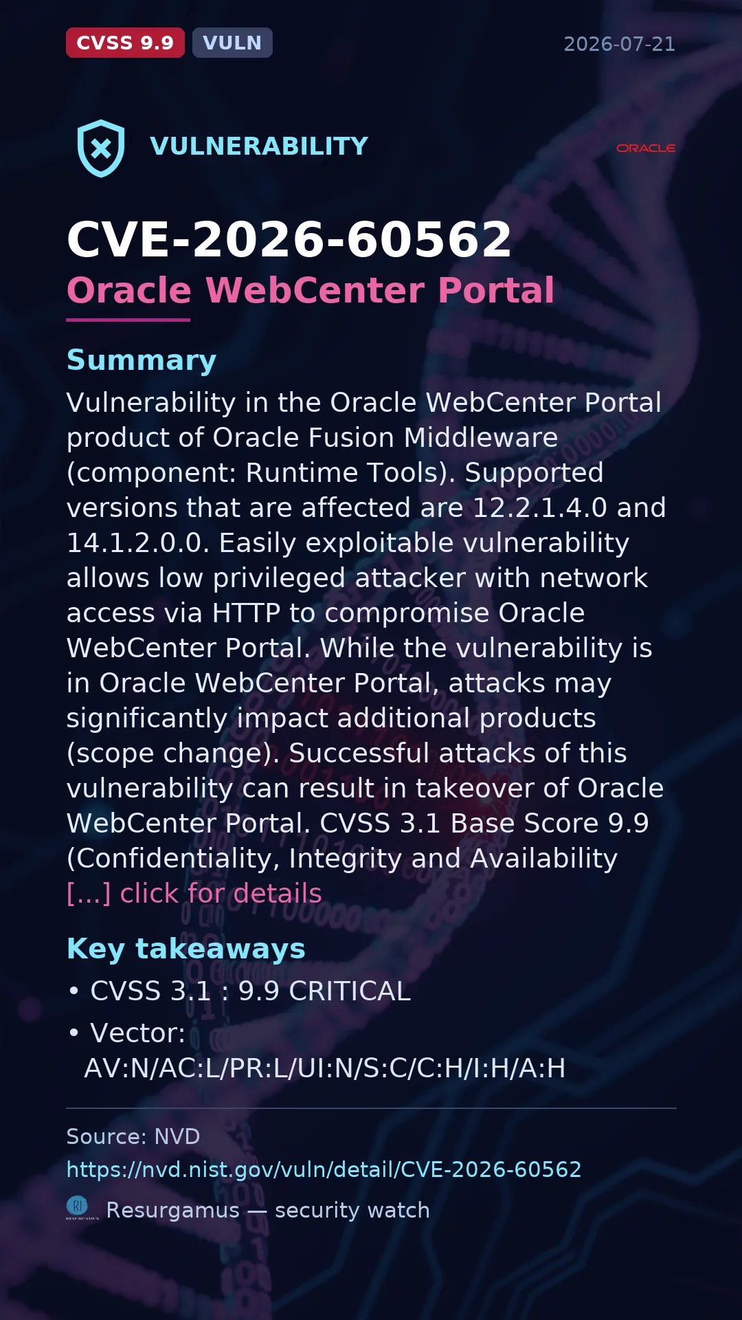 CVE-2026-60562 Oracle WebCenter Portal Vulnerability