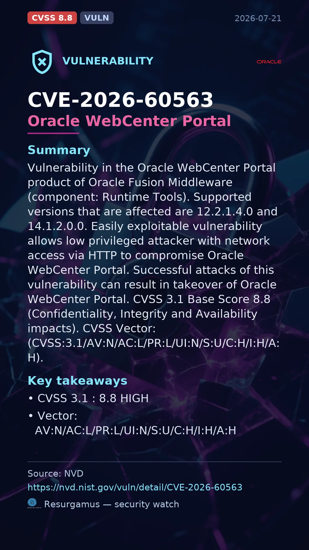 CVE-2026-60563 Oracle WebCenter Portal Vulnerability
