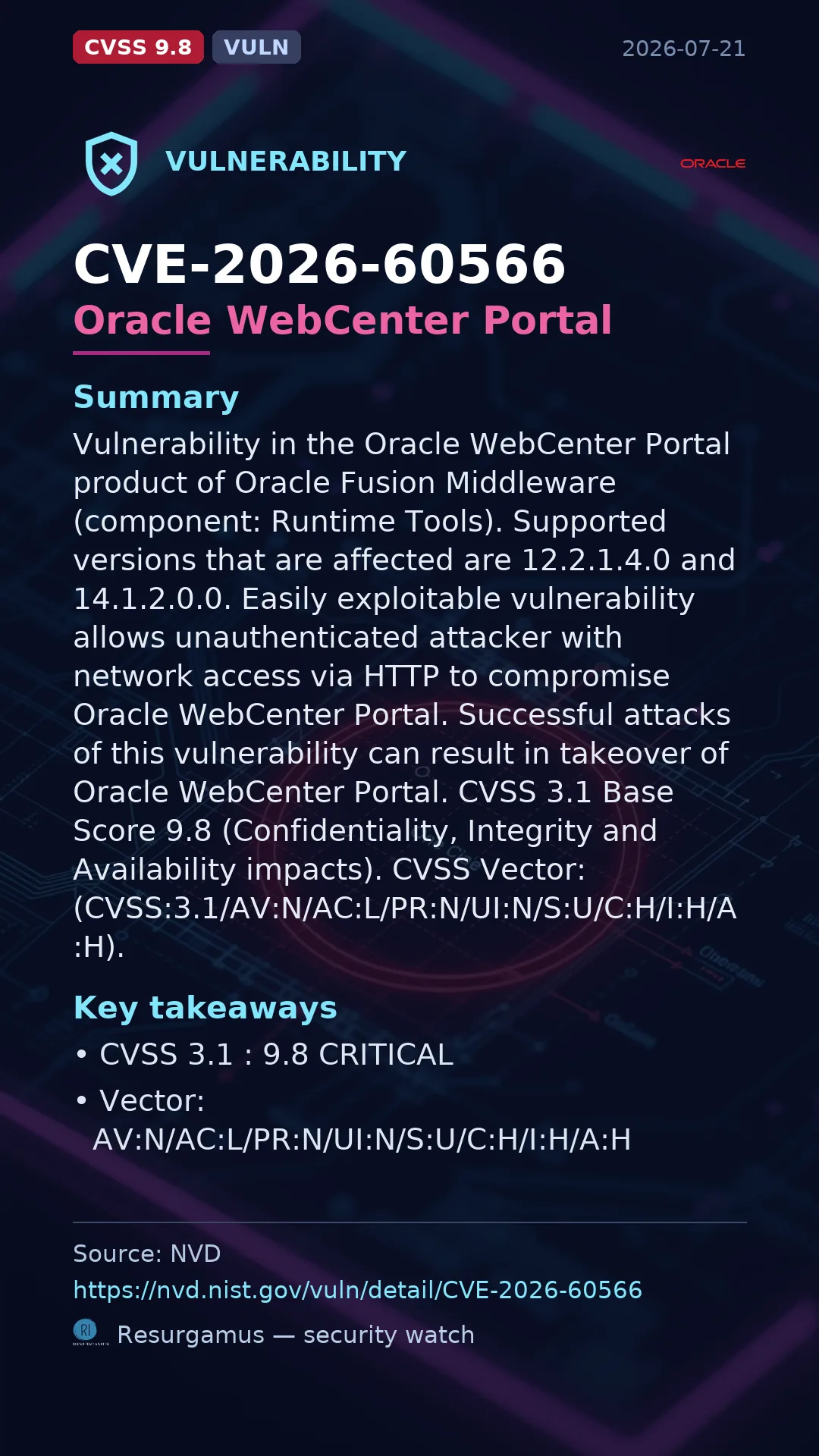 CVE-2026-60566 Oracle WebCenter Portal Vulnerability