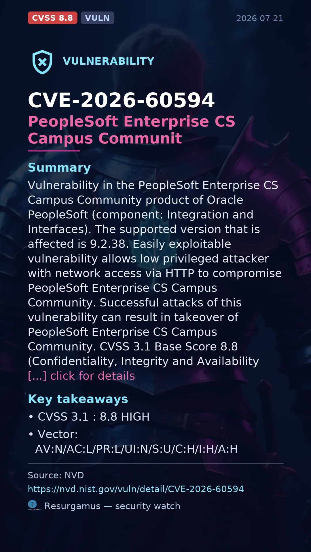 CVE-2026-60594 PeopleSoft Enterprise CS Campus Communit Vulnerability