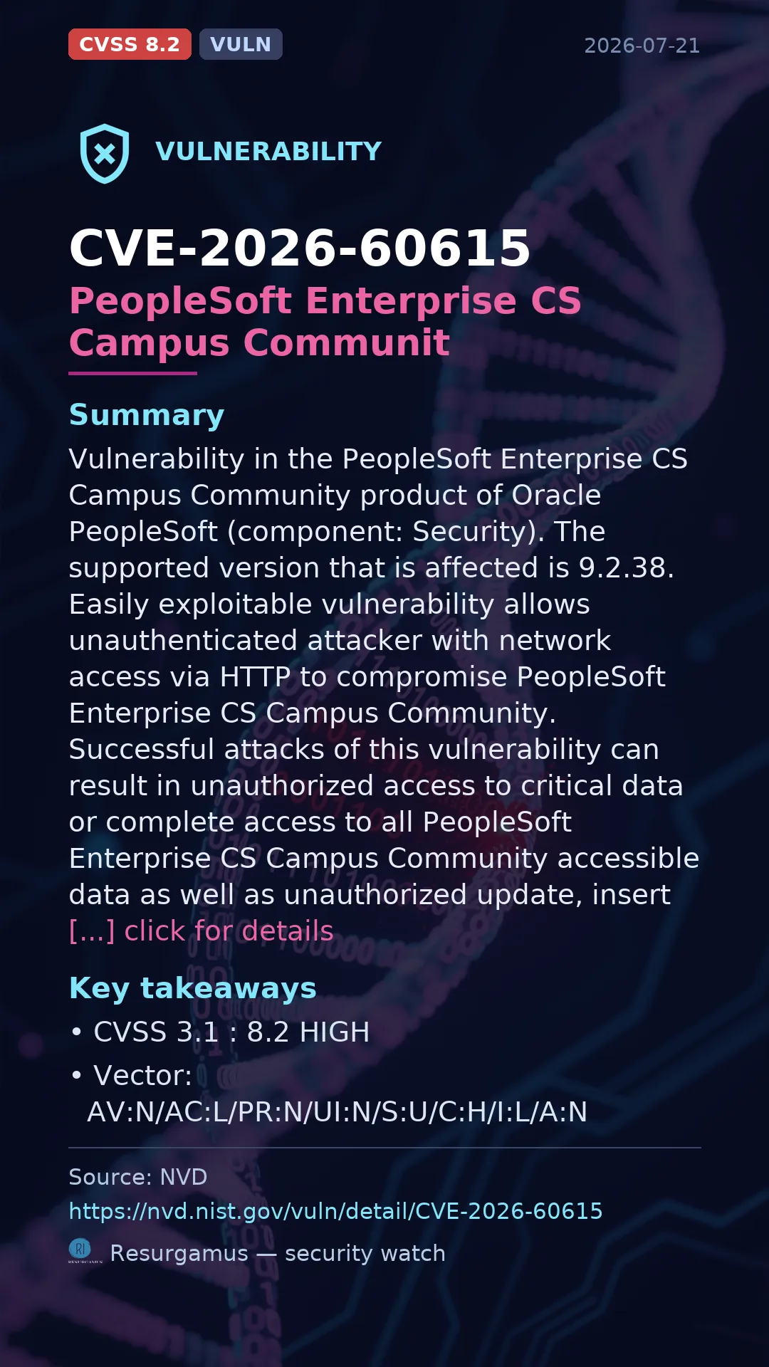 CVE-2026-60615 PeopleSoft Enterprise CS Campus Communit Vulnerability