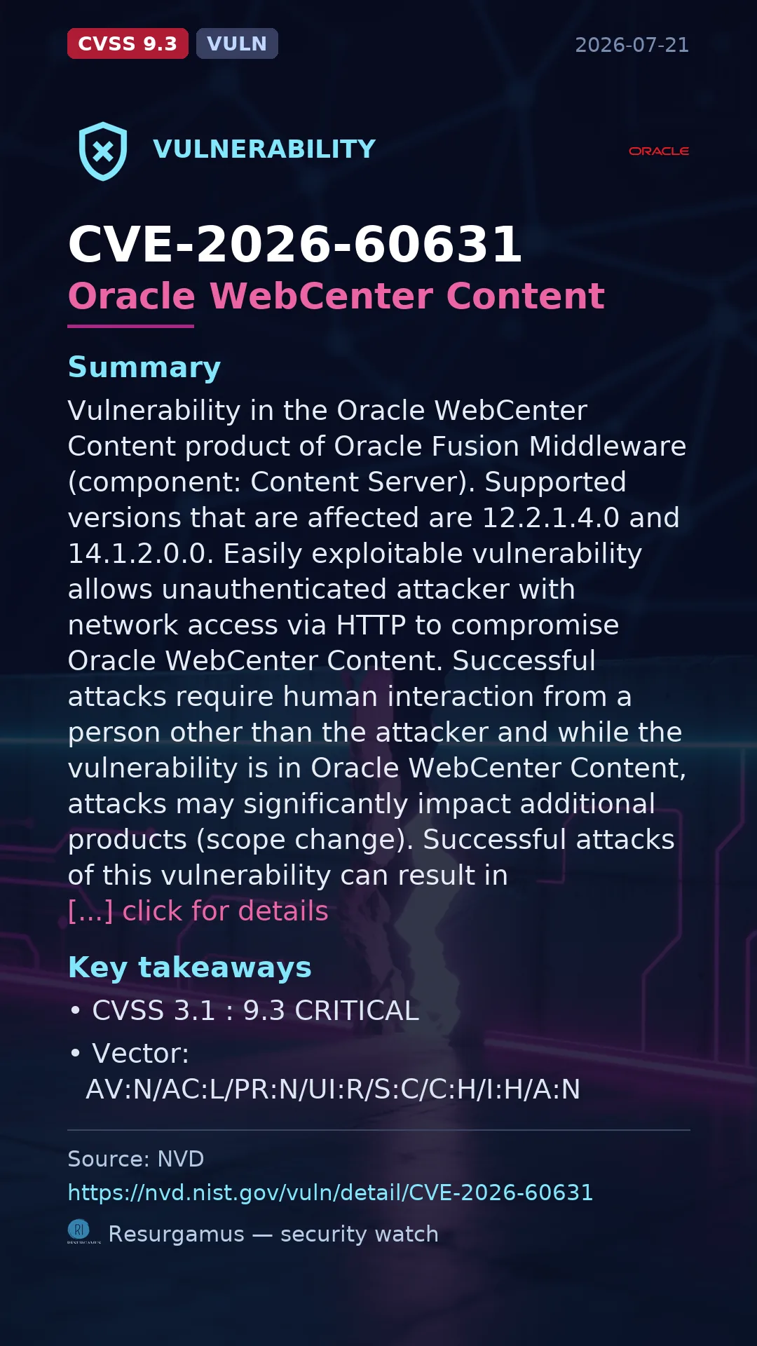 CVE-2026-60631 Oracle WebCenter Content Vulnerability