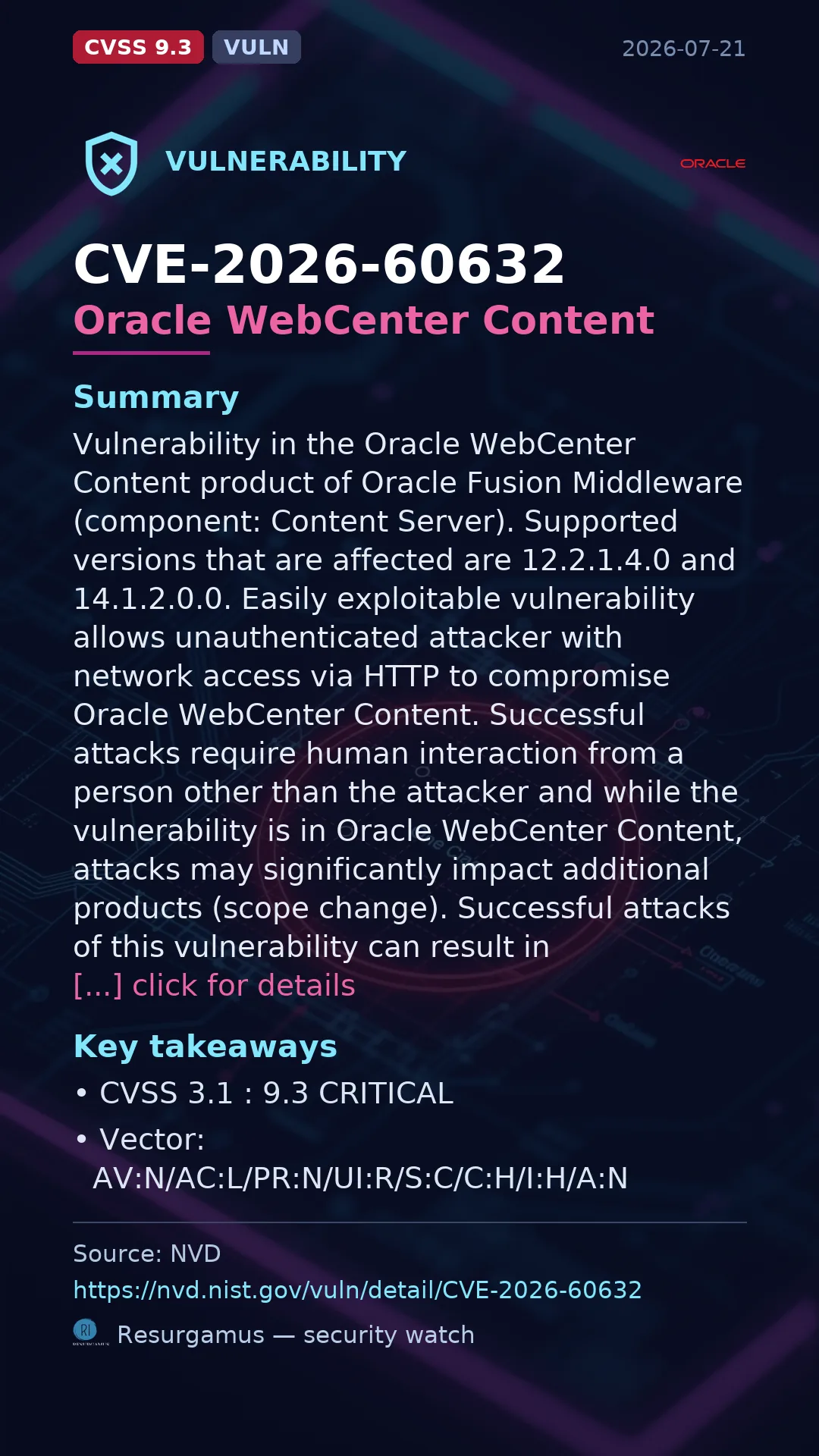 CVE-2026-60632 Oracle WebCenter Content Vulnerability