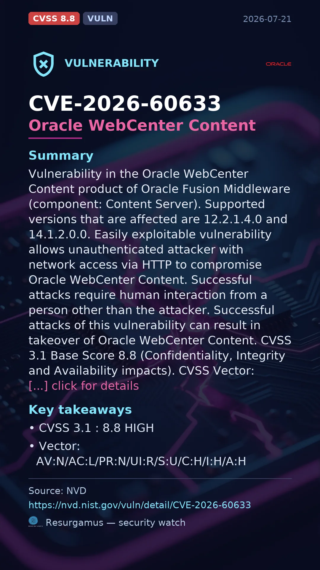 CVE-2026-60633 Oracle WebCenter Content Vulnerability