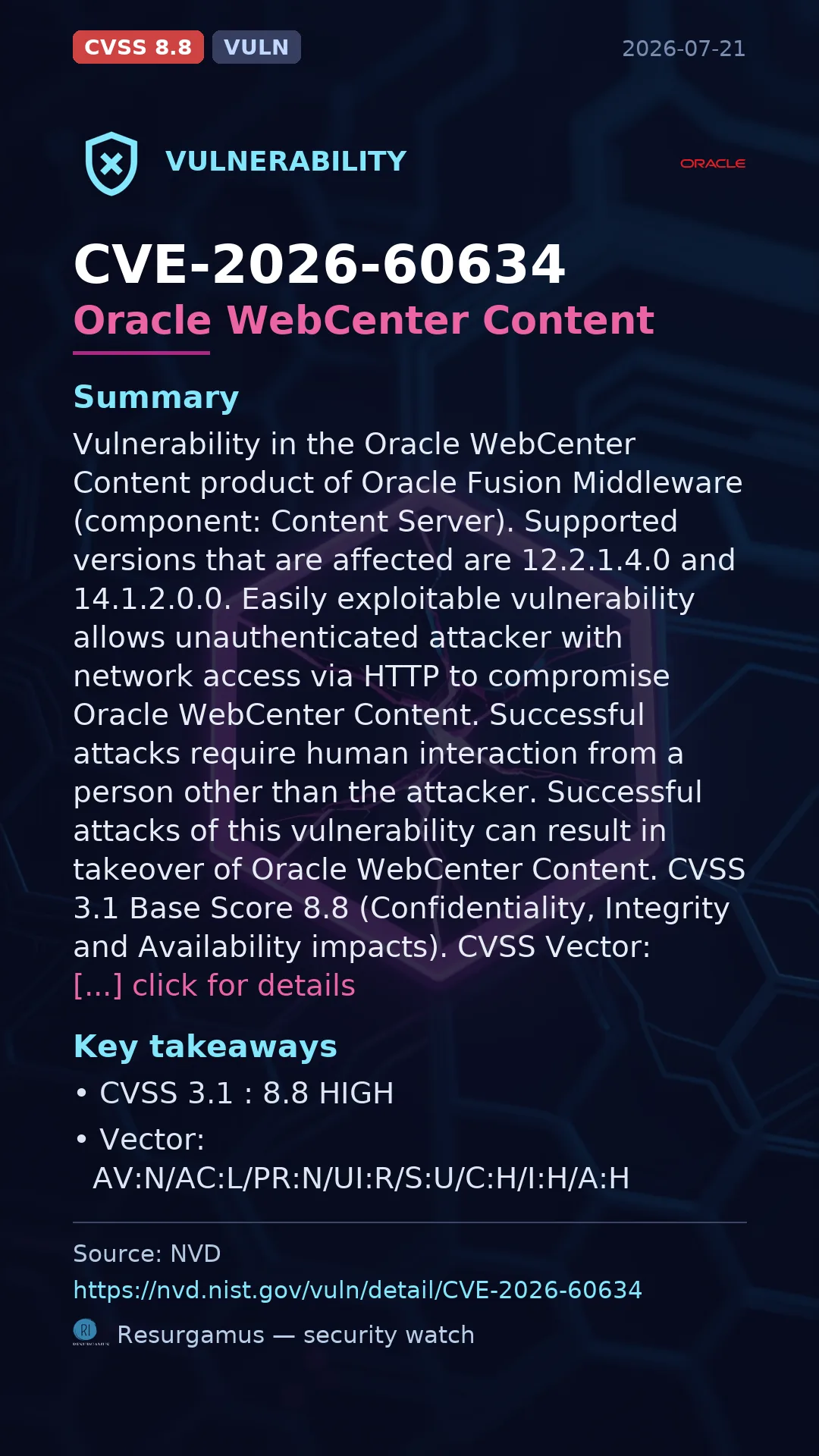 CVE-2026-60634 Oracle WebCenter Content Vulnerability