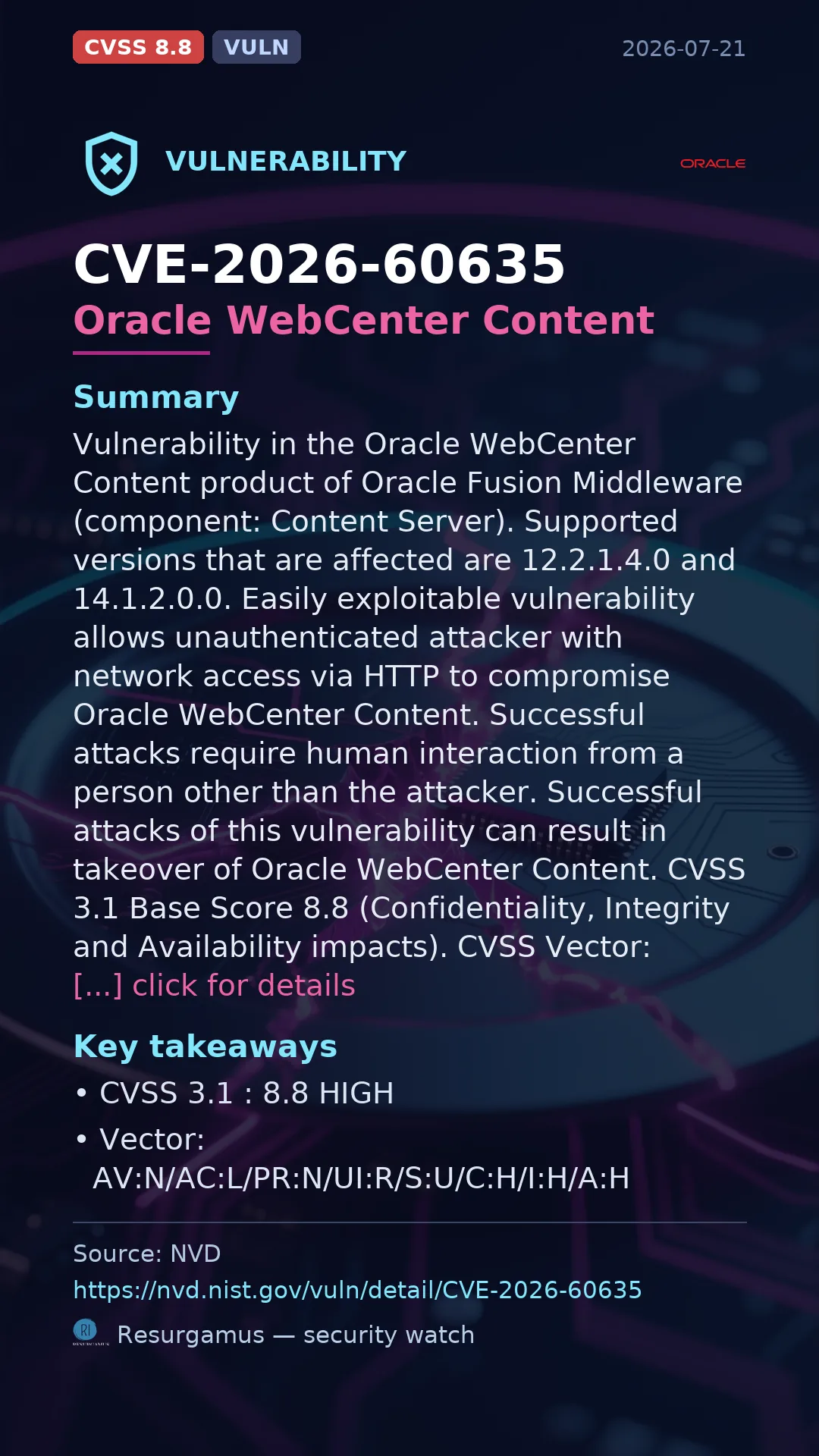 CVE-2026-60635 Oracle WebCenter Content Vulnerability