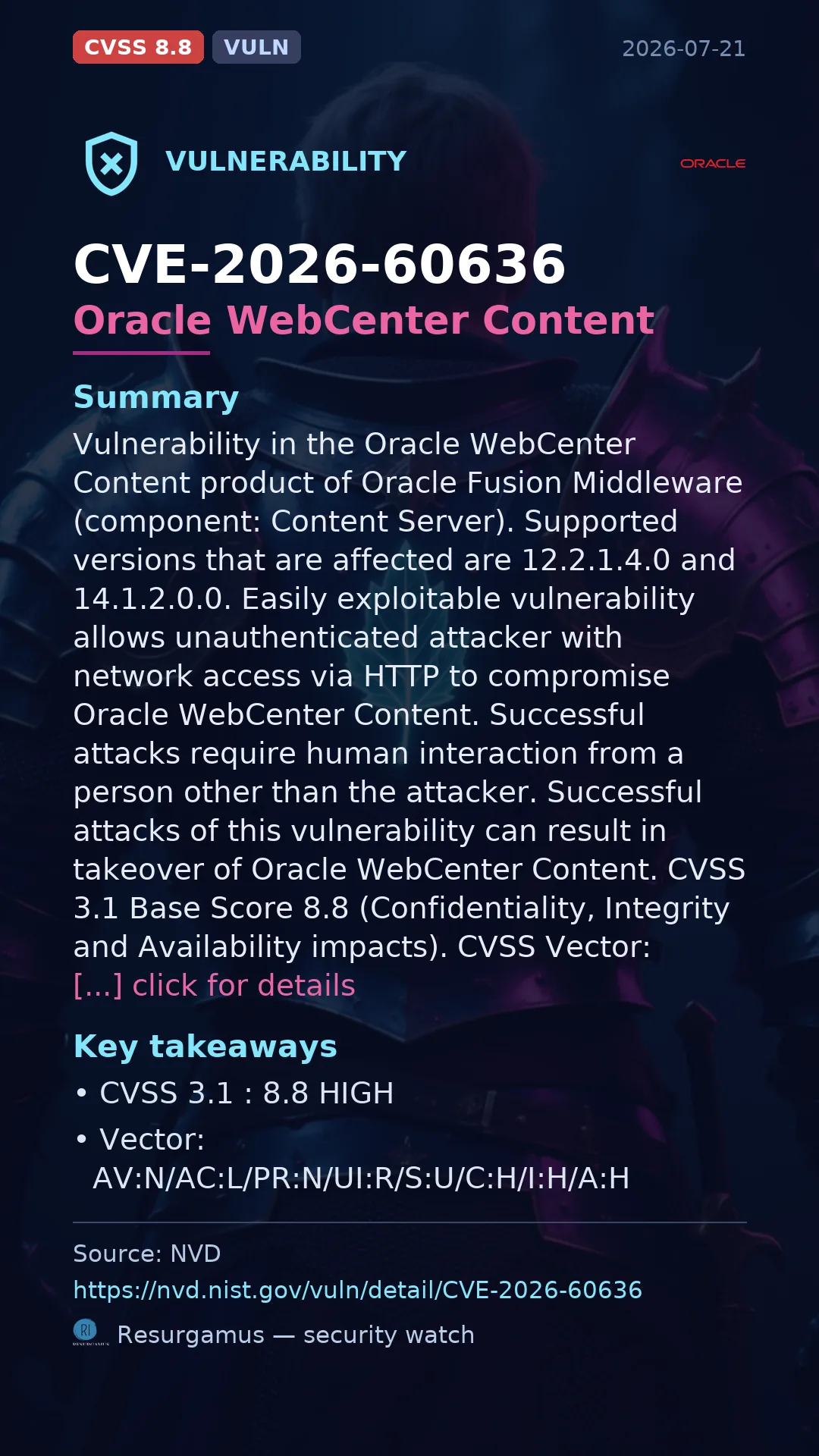 CVE-2026-60636 Oracle WebCenter Content Vulnerability