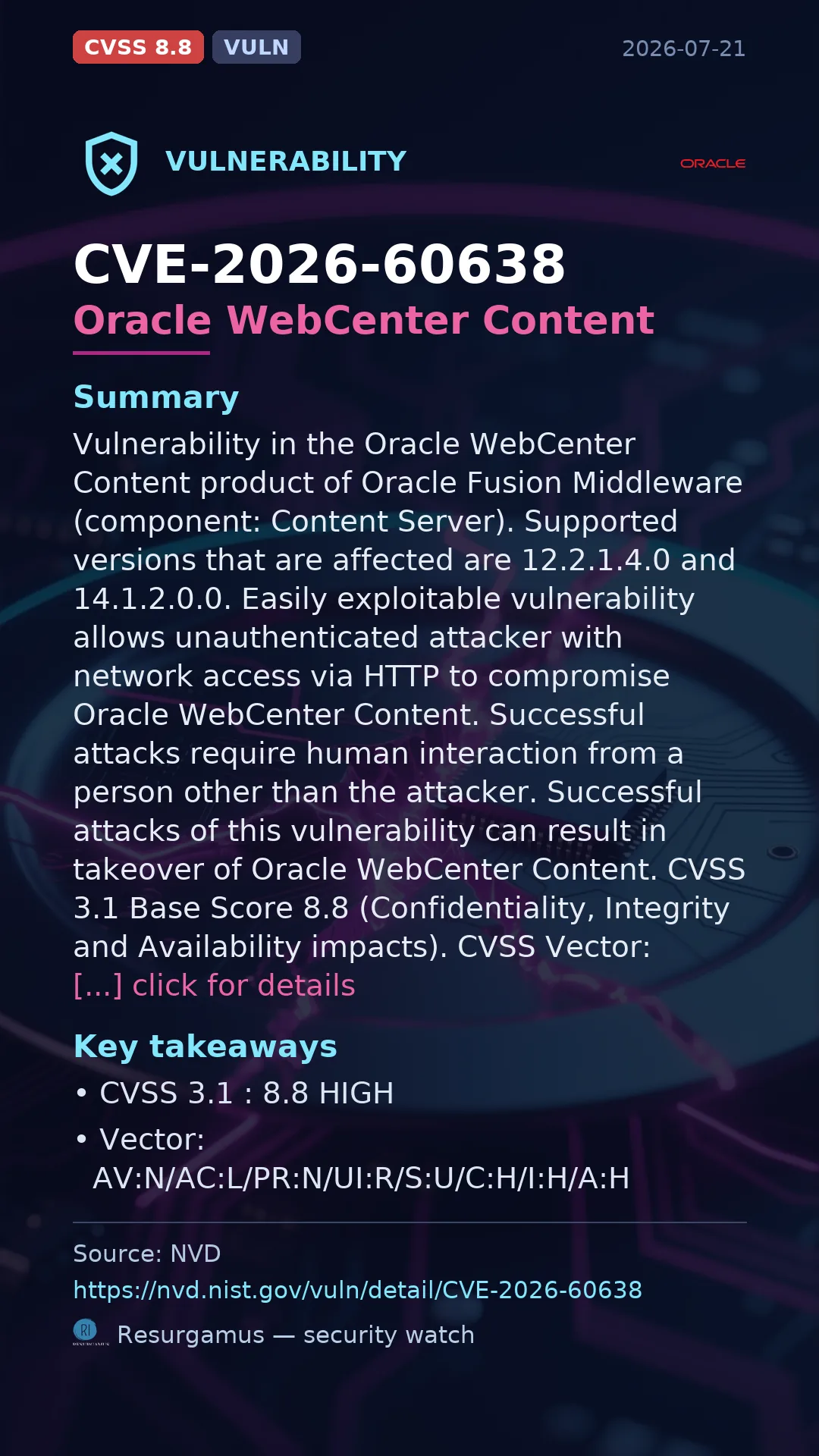 CVE-2026-60638 Oracle WebCenter Content Vulnerability