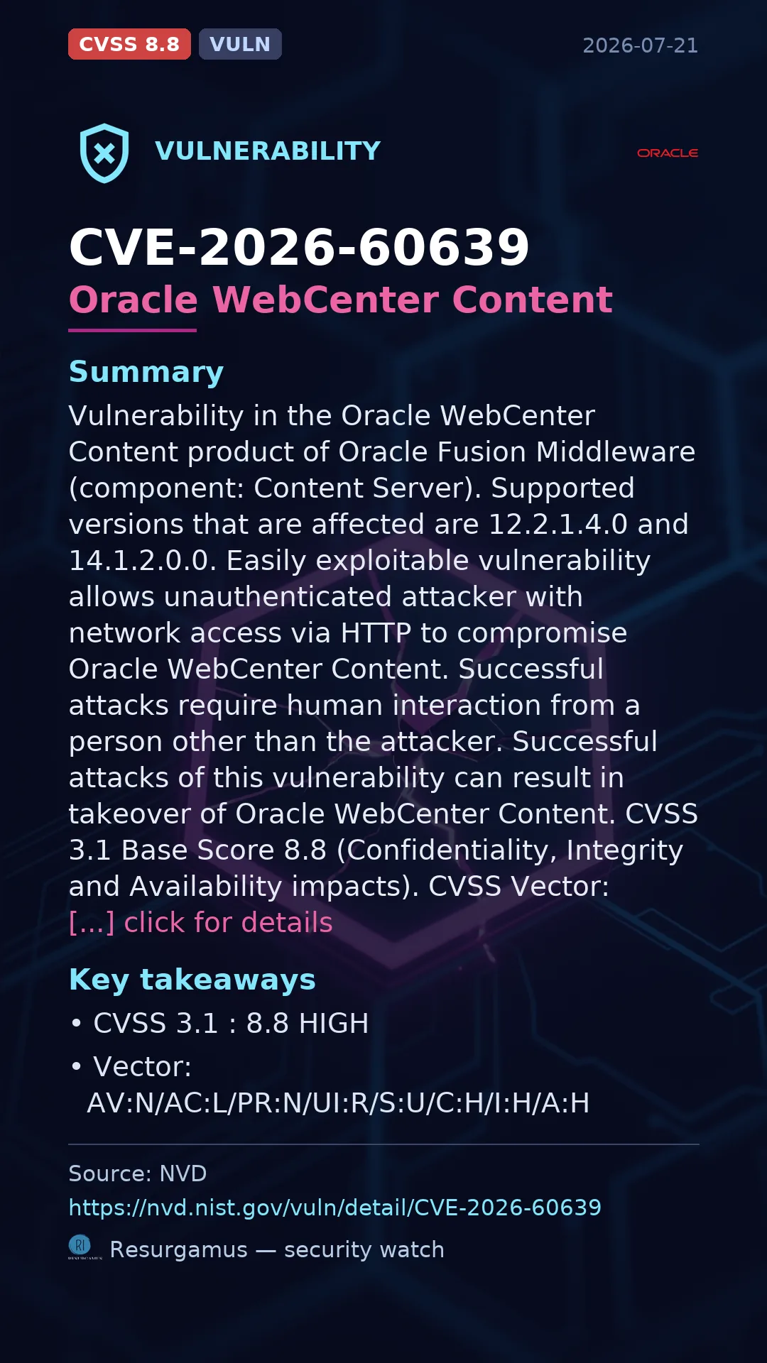 CVE-2026-60639 Oracle WebCenter Content Vulnerability