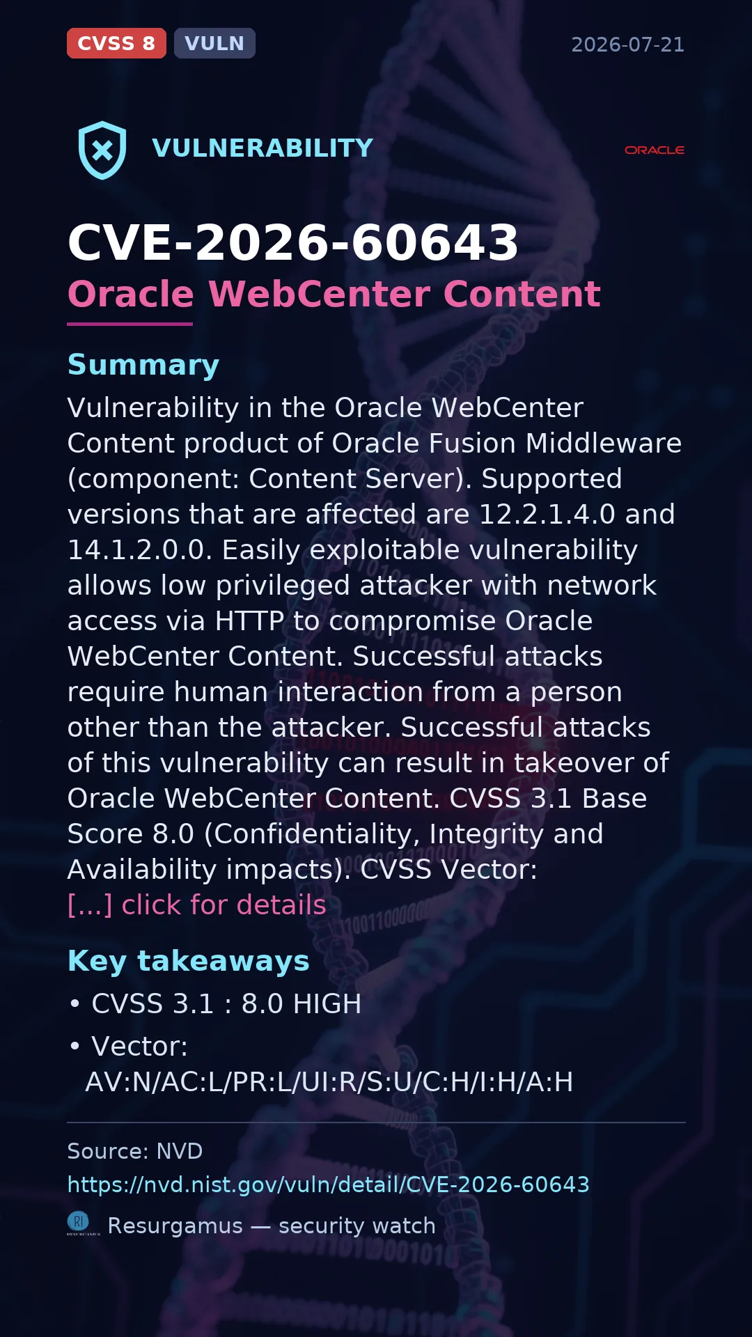 CVE-2026-60643 Oracle WebCenter Content Vulnerability