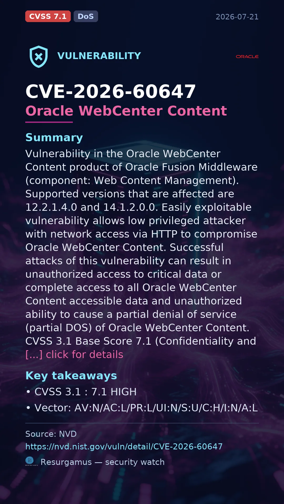 CVE-2026-60647 Oracle WebCenter Content Vulnerability