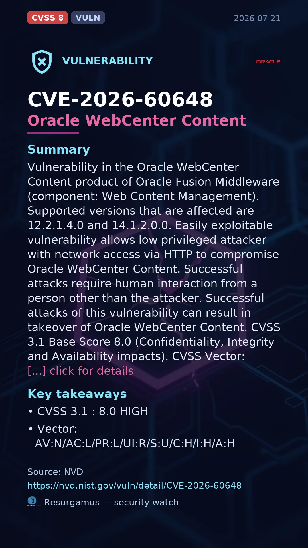 CVE-2026-60648 Oracle WebCenter Content Vulnerability
