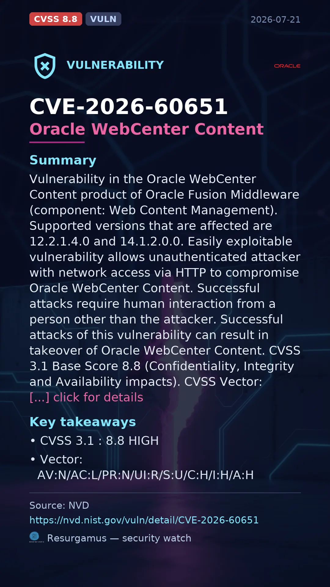 CVE-2026-60651 Oracle WebCenter Content Vulnerability