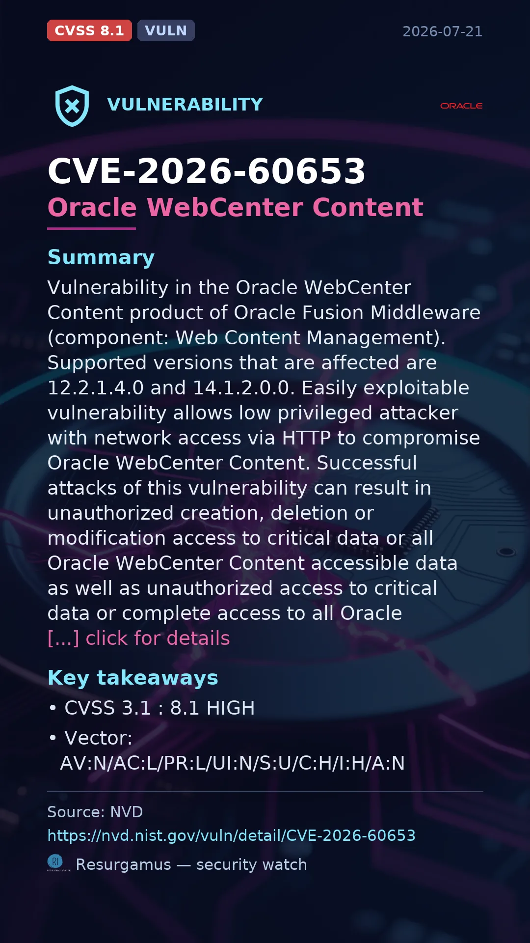 CVE-2026-60653 Oracle WebCenter Content Vulnerability