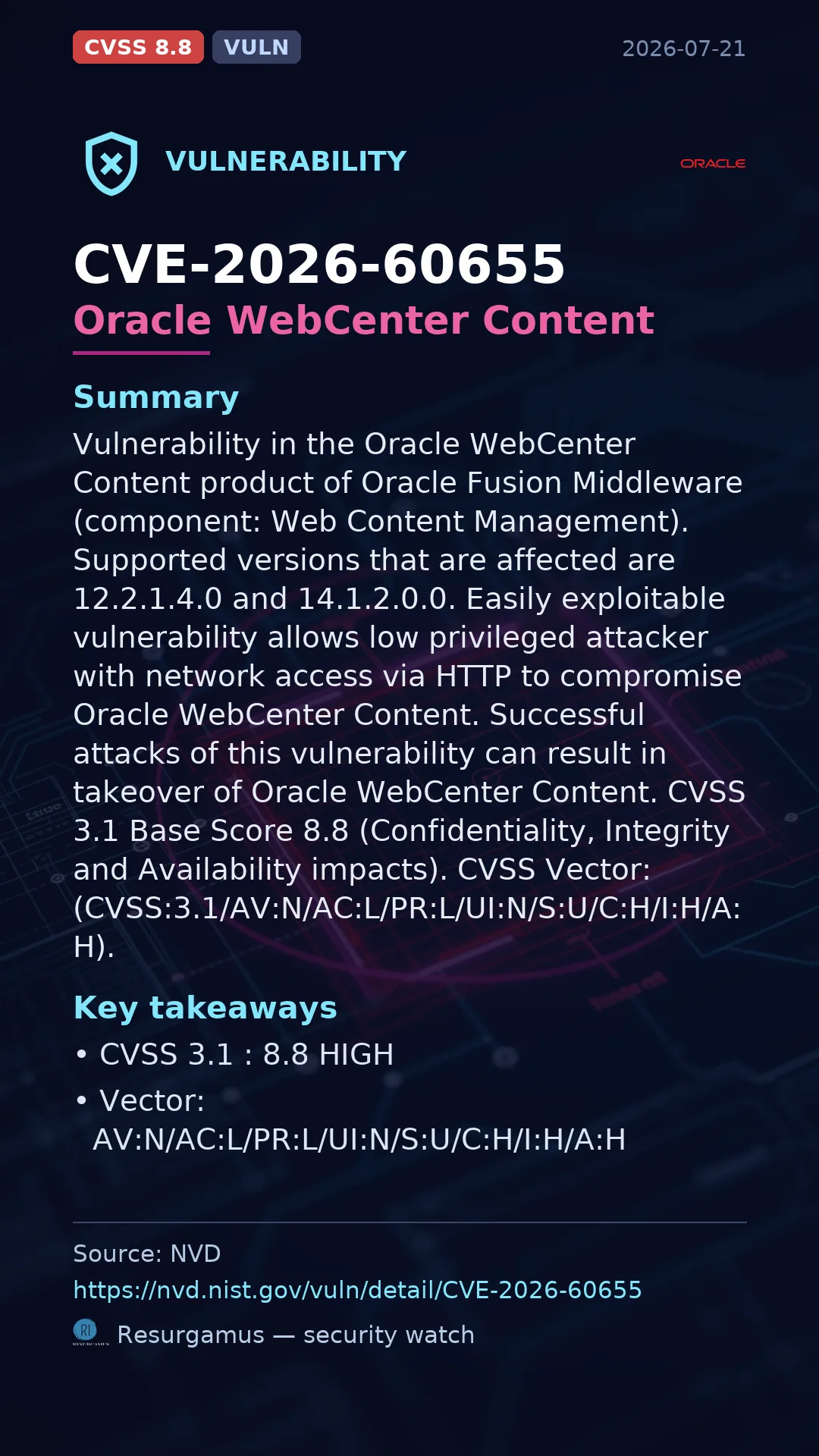 CVE-2026-60655 Oracle WebCenter Content Vulnerability