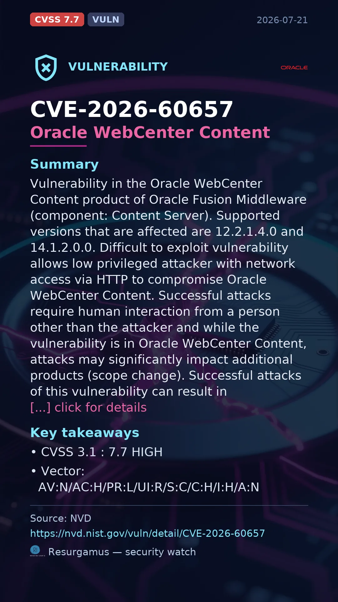 CVE-2026-60657 Oracle WebCenter Content Vulnerability