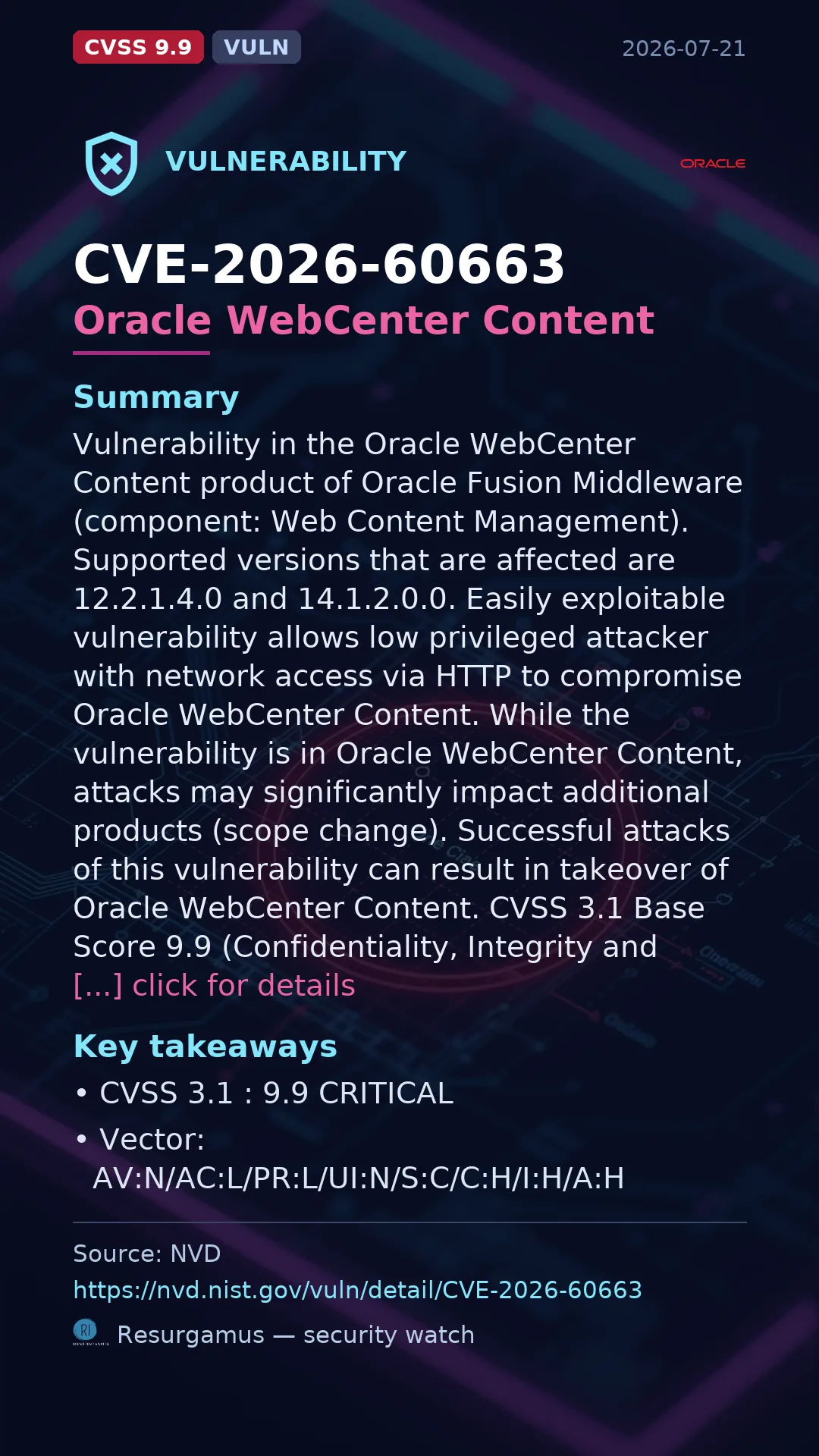 CVE-2026-60663 Oracle WebCenter Content Vulnerability