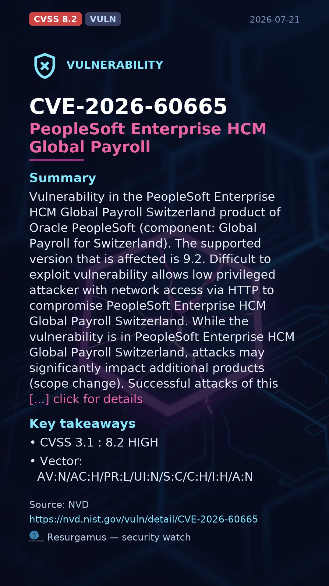 CVE-2026-60665 PeopleSoft Enterprise HCM Global Payroll Vulnerability