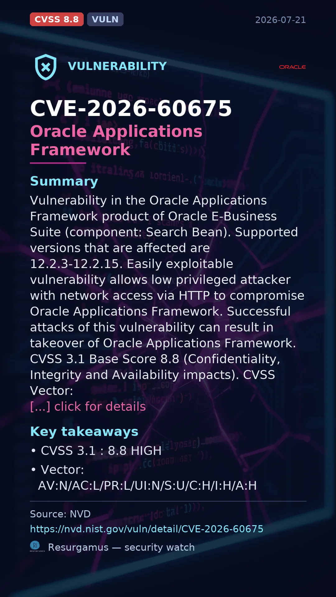 CVE-2026-60675 Oracle Applications Framework Vulnerability