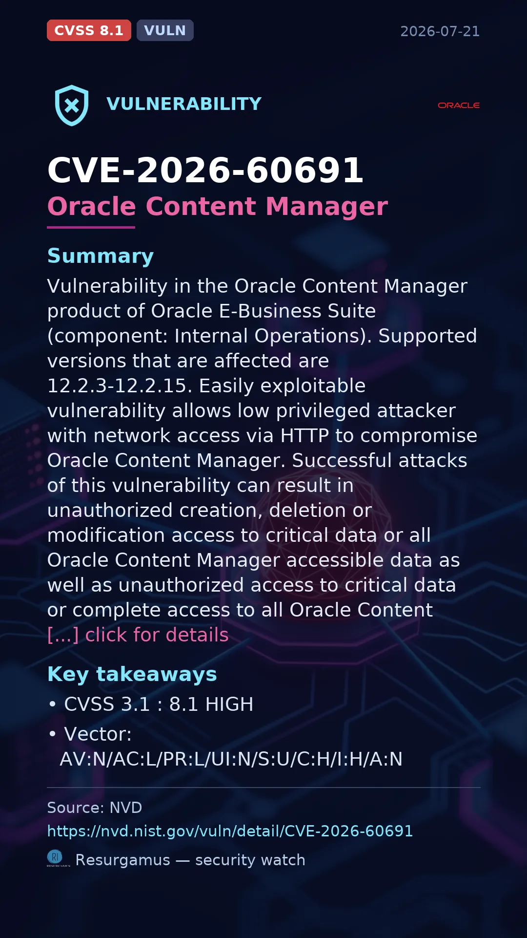CVE-2026-60691 Oracle Content Manager Vulnerability