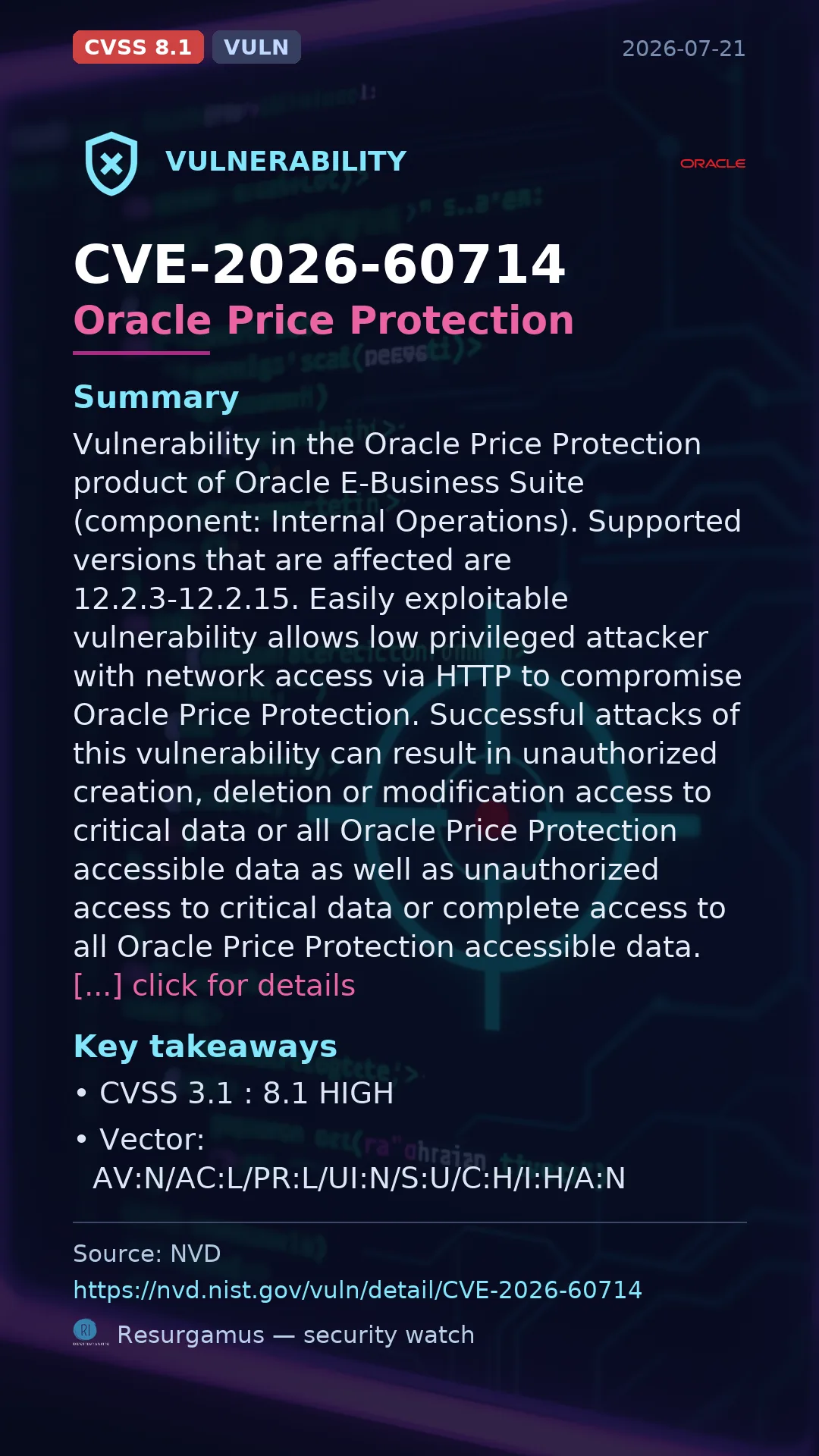CVE-2026-60714 Oracle Price Protection Vulnerability