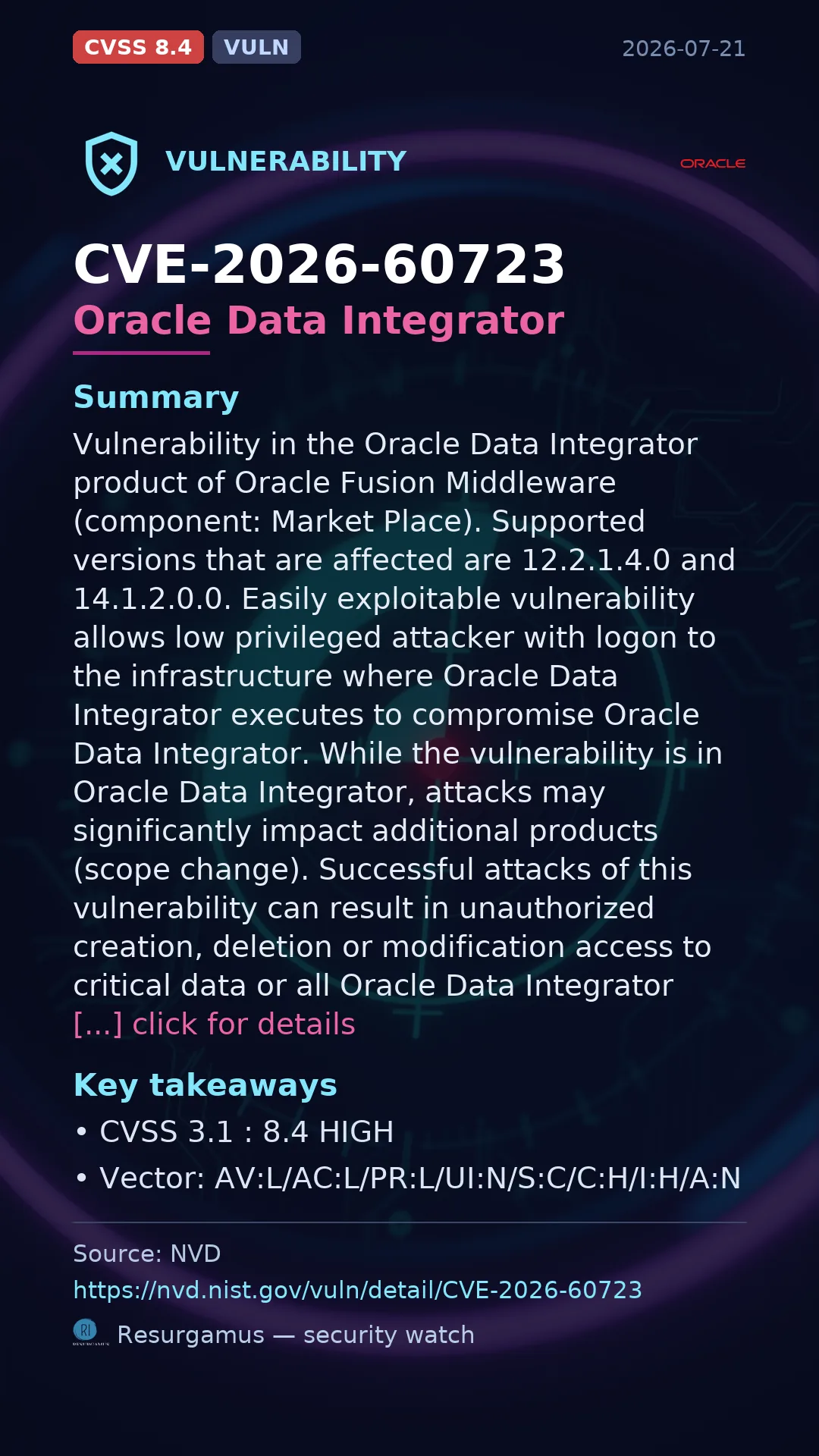 CVE-2026-60723 Oracle Data Integrator Vulnerability