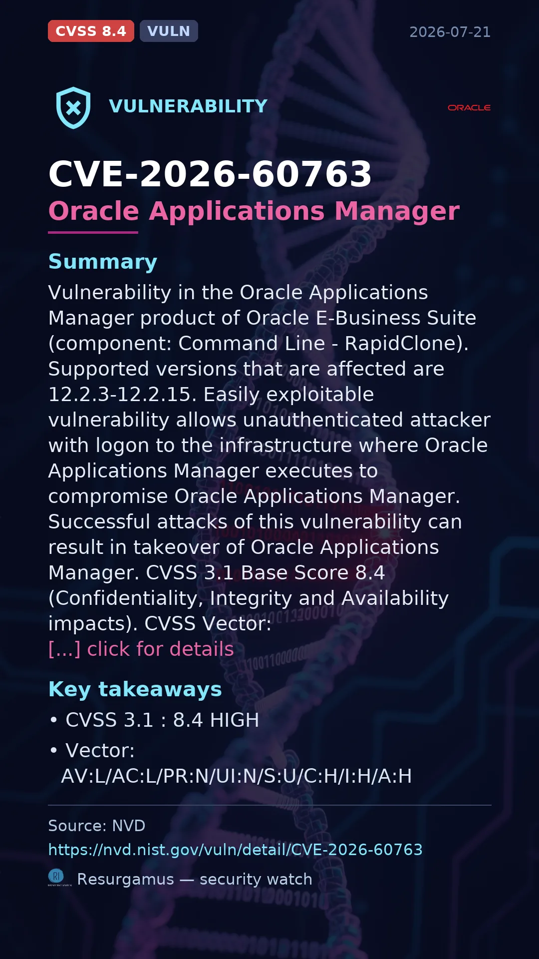CVE-2026-60763 Oracle Applications Manager Vulnerability