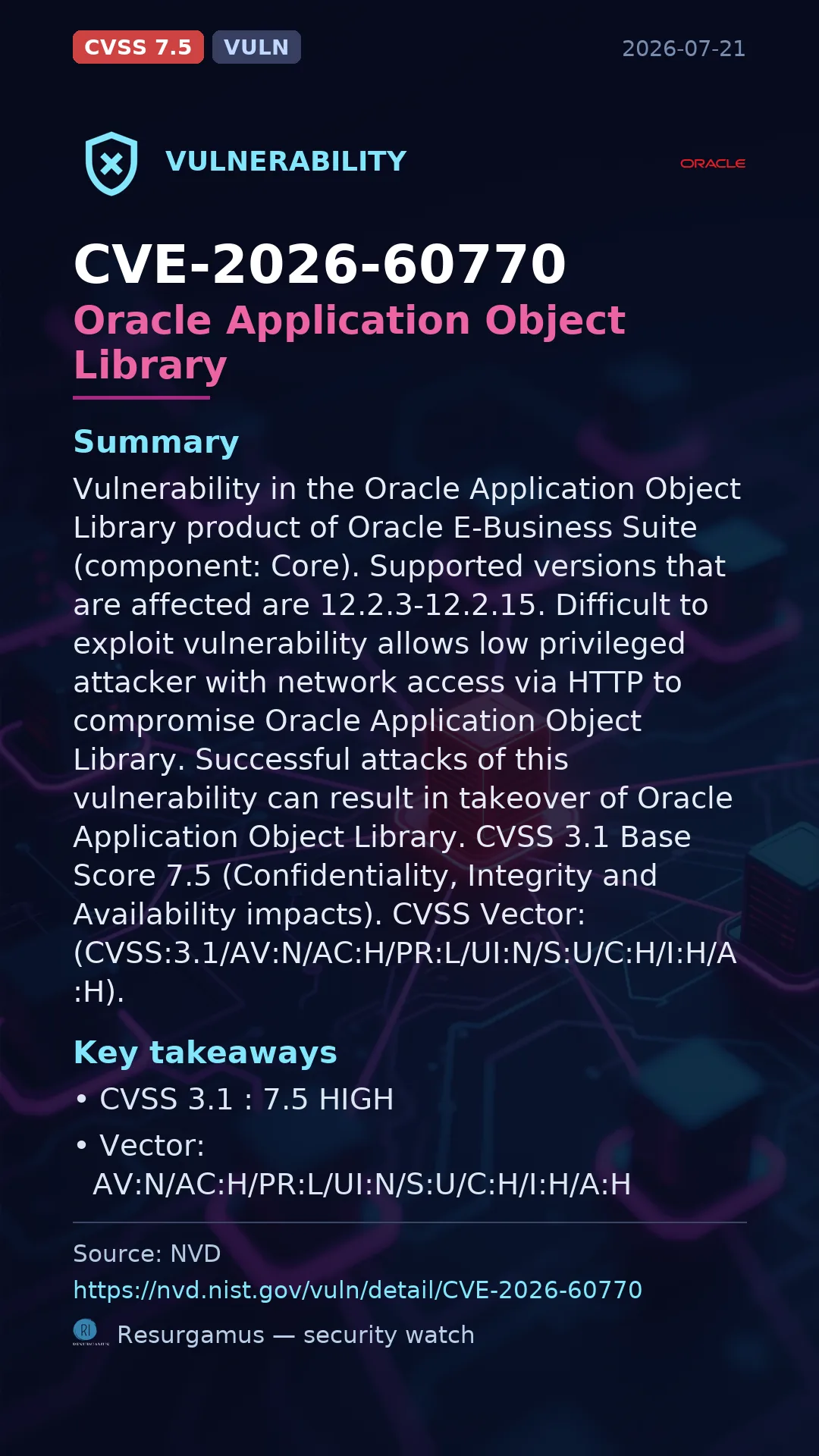CVE-2026-60770 Oracle Application Object Library Vulnerability