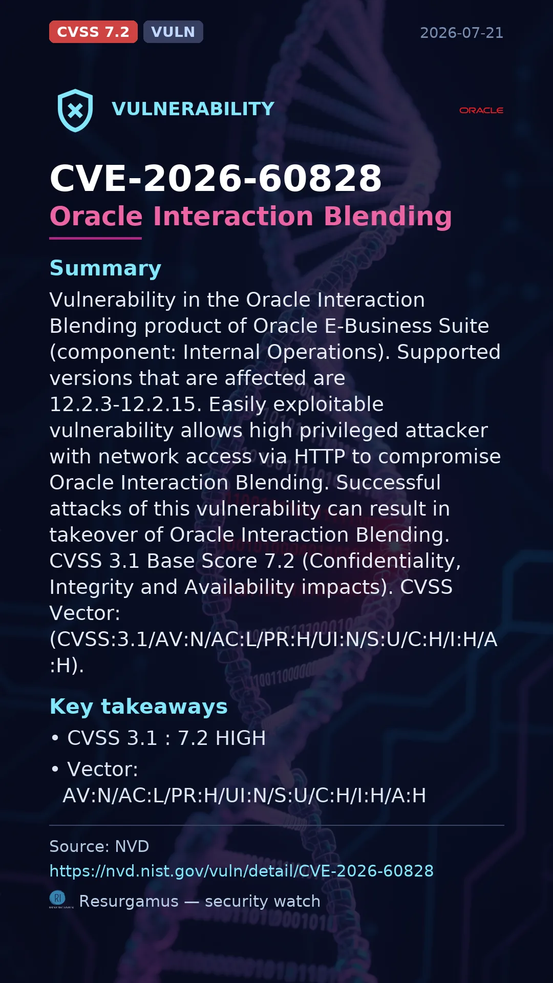 CVE-2026-60828 Oracle Corporation Oracle Interaction Blending Vulnerability