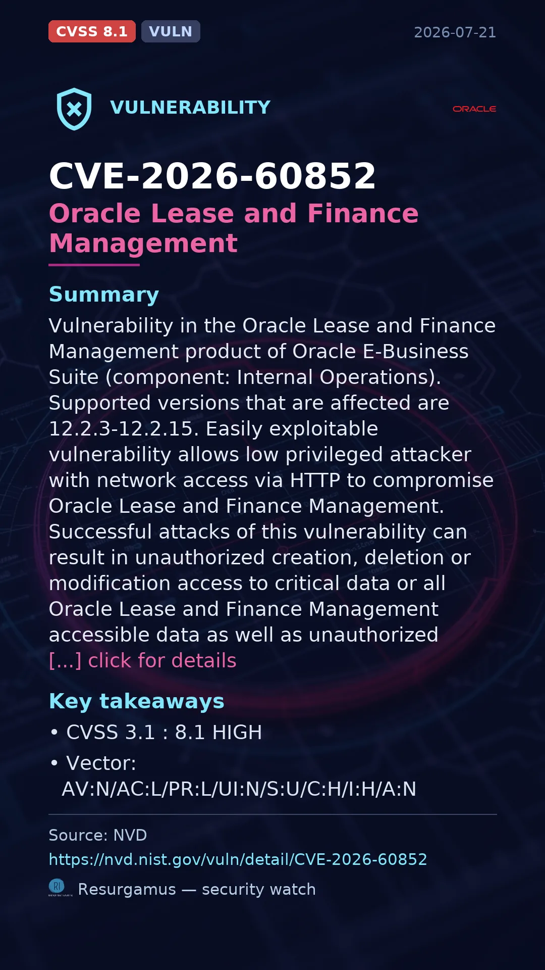 CVE-2026-60852 Oracle Lease and Finance Management Vulnerability