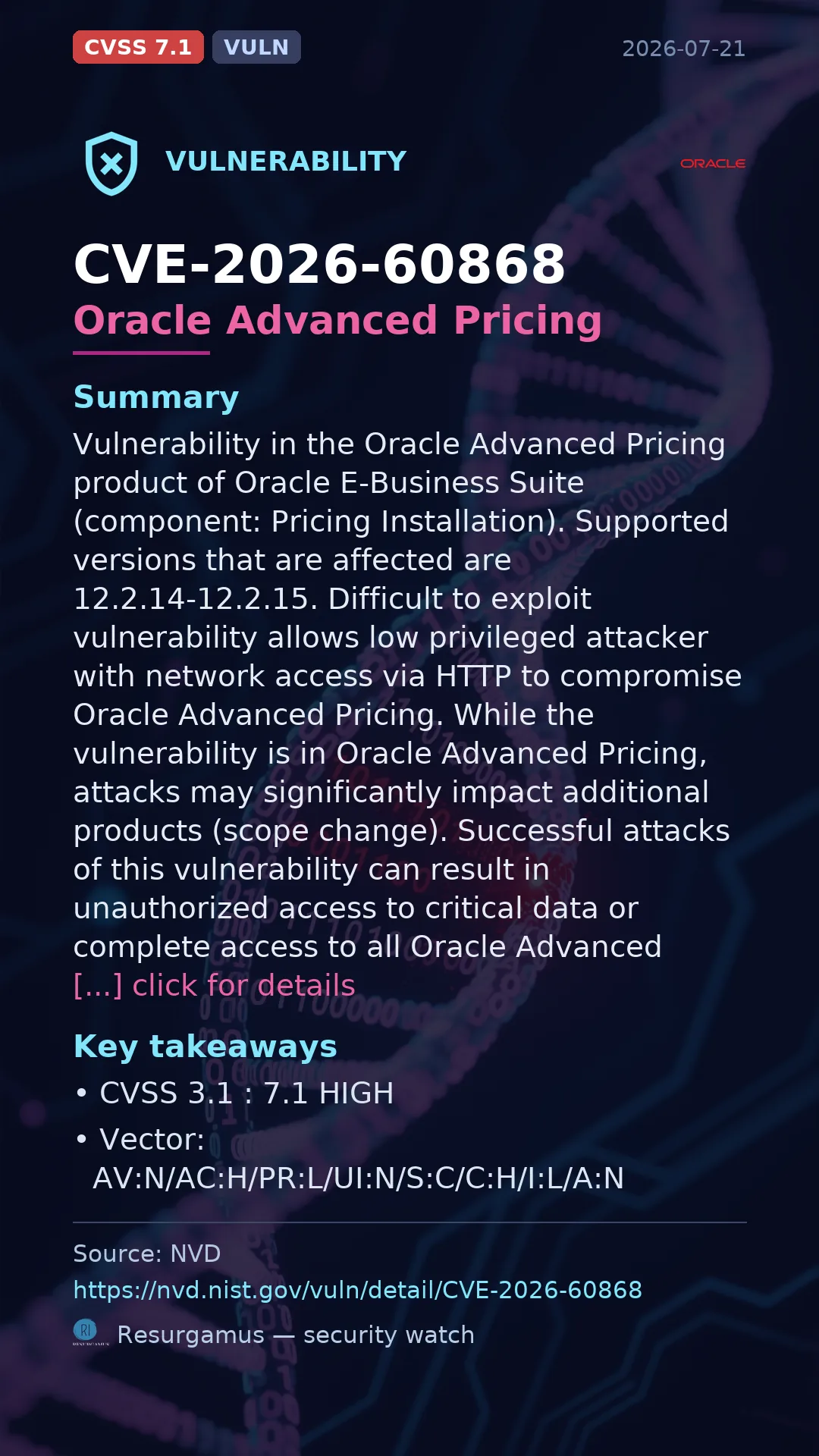 CVE-2026-60868 Oracle Advanced Pricing Vulnerability