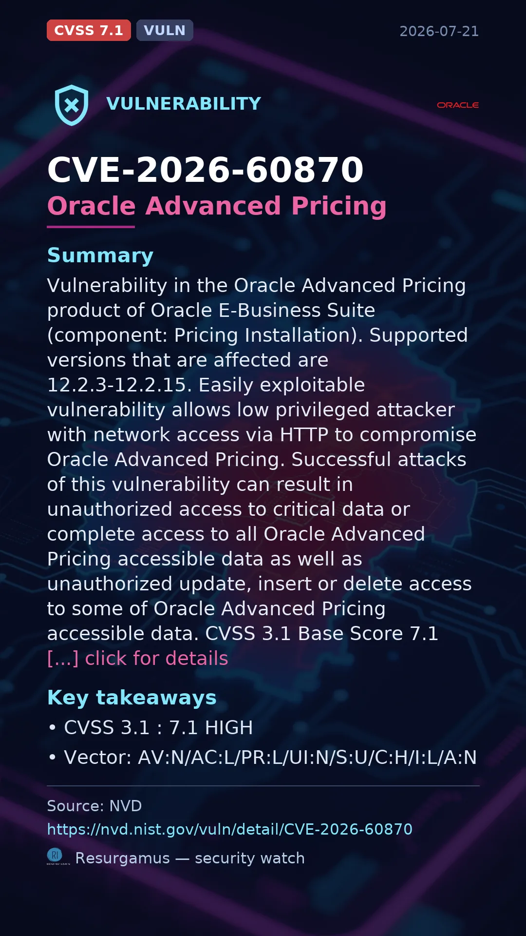 CVE-2026-60870 Oracle Advanced Pricing Vulnerability