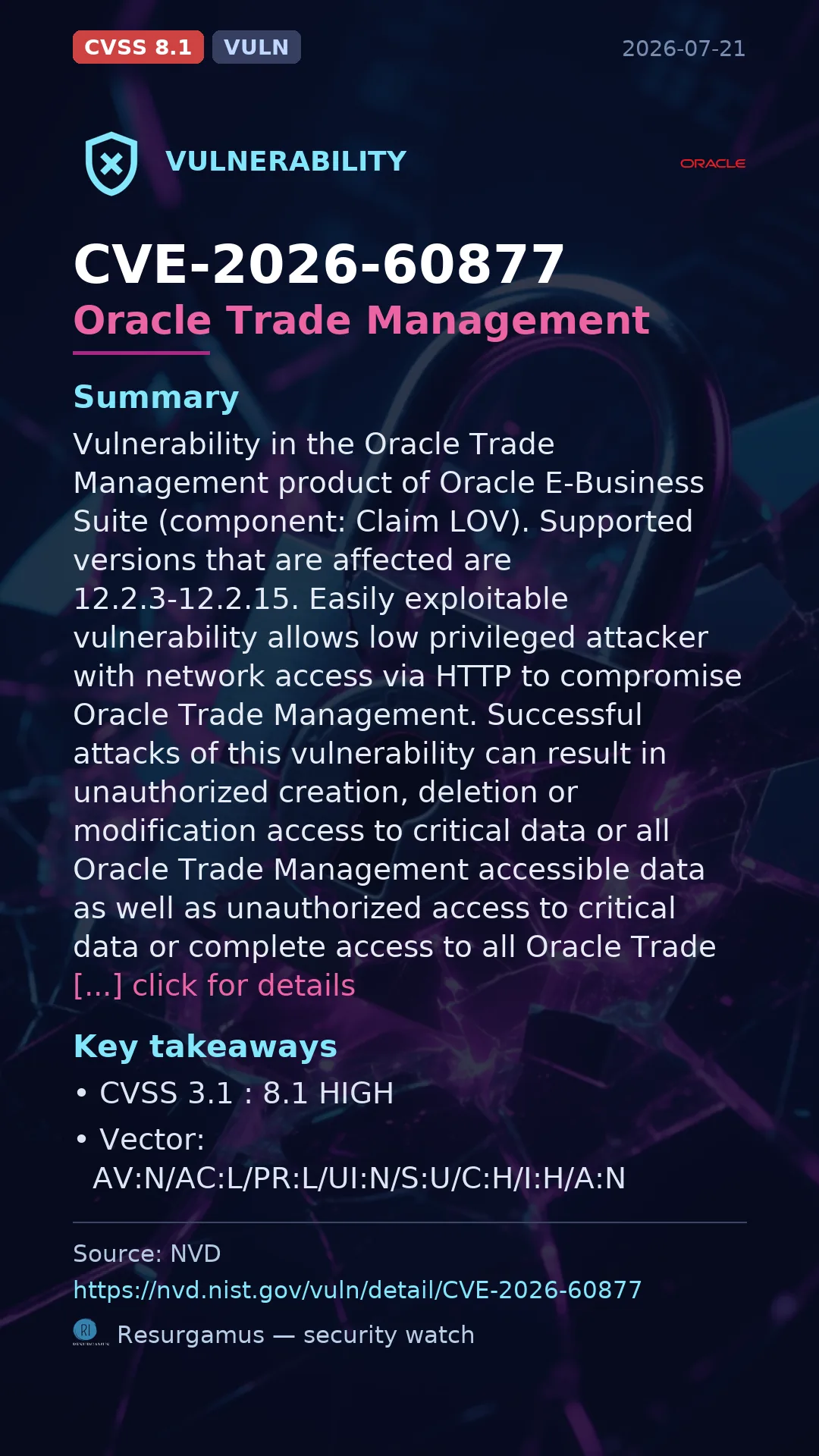 CVE-2026-60877 Oracle Trade Management Vulnerability