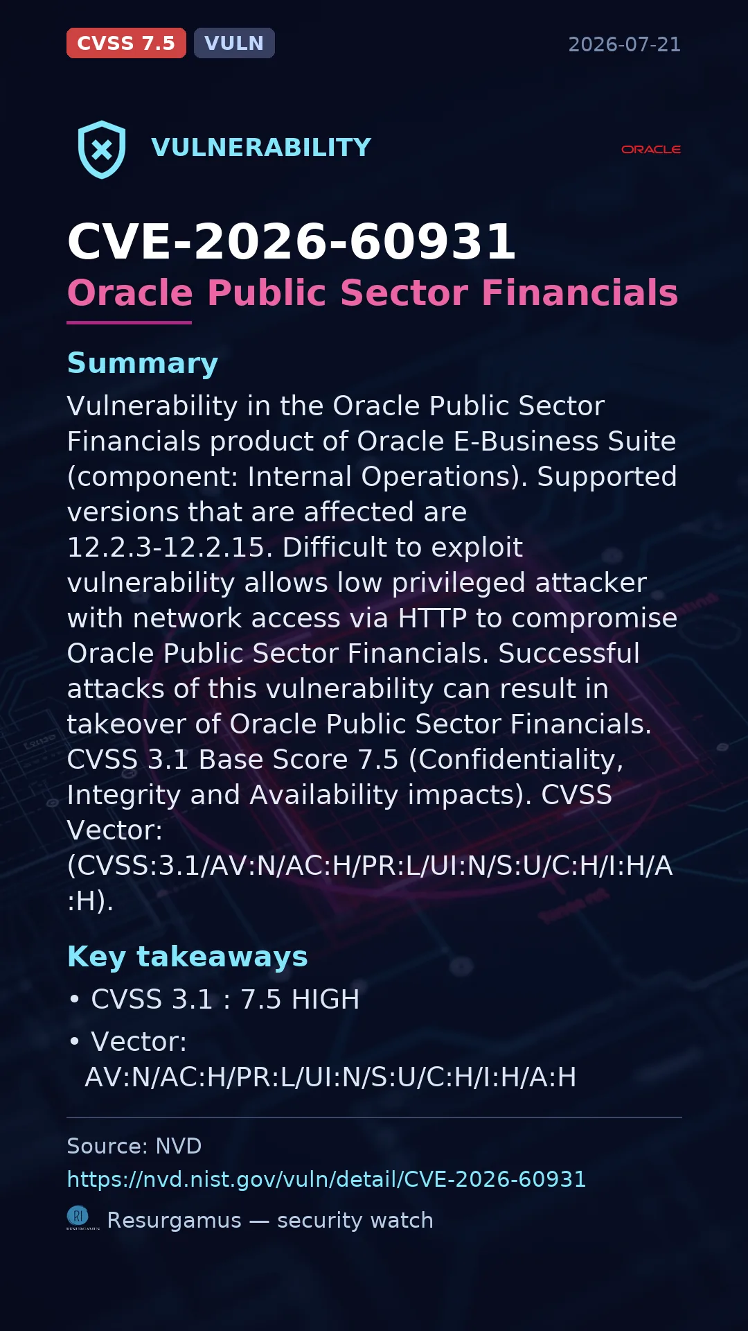 CVE-2026-60931 Oracle Public Sector Financials Vulnerability