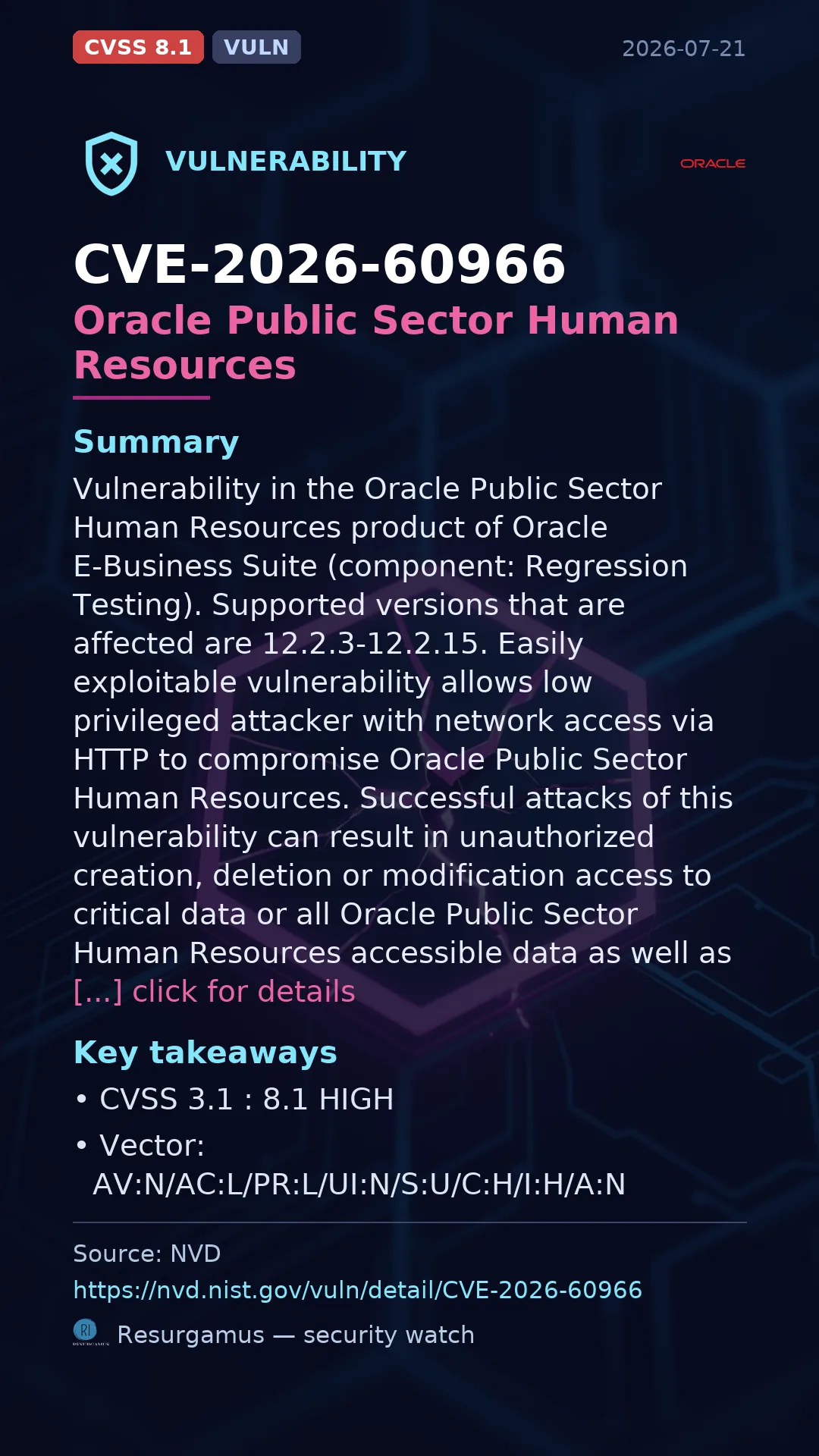 CVE-2026-60966 Oracle Public Sector Human Resources Vulnerability