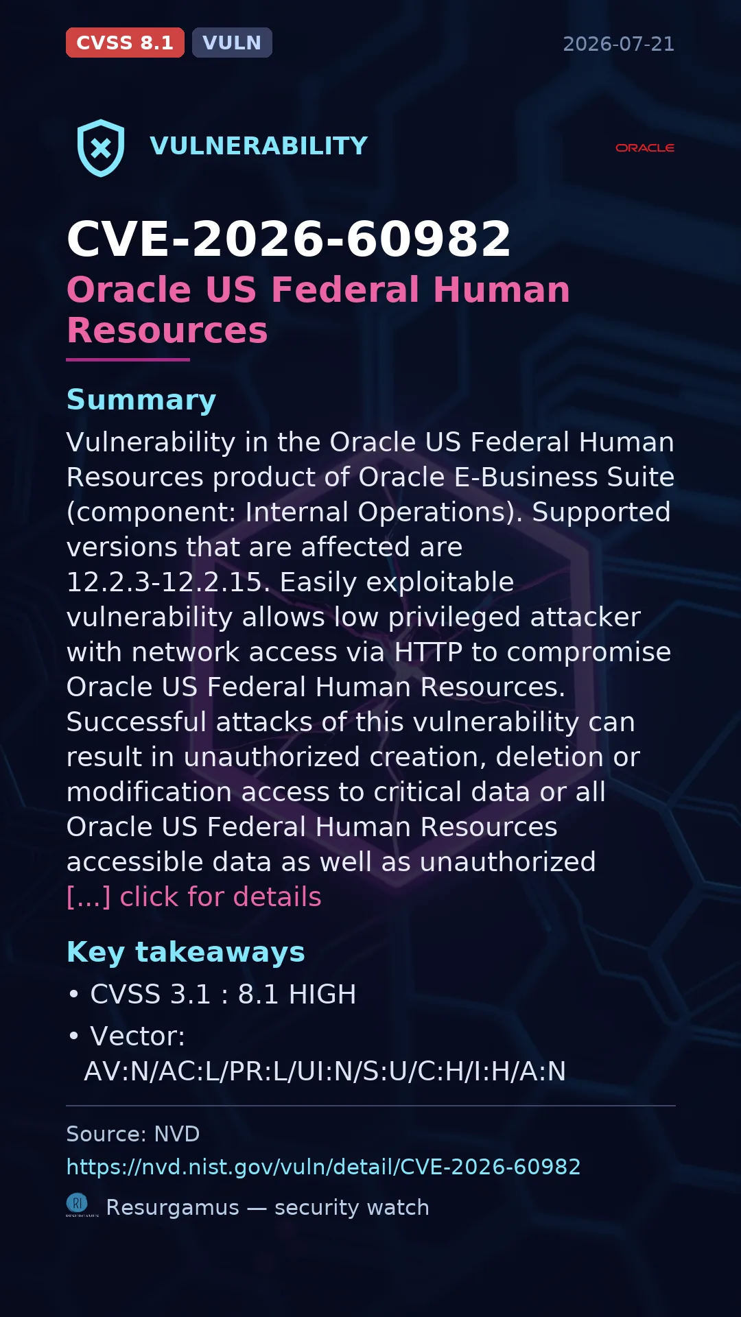 CVE-2026-60982 Oracle US Federal Human Resources Vulnerability