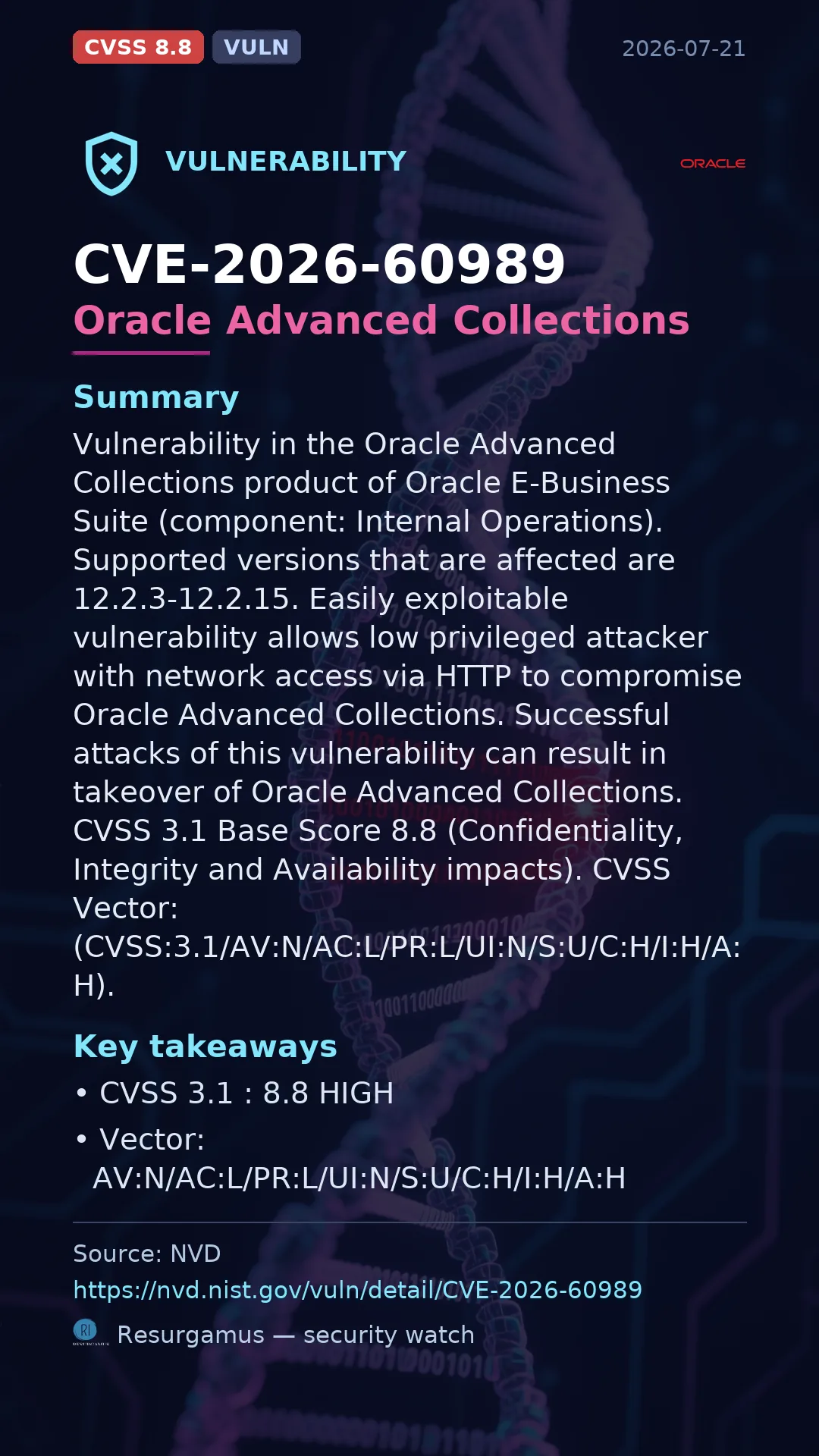 CVE-2026-60989 Oracle Advanced Collections Vulnerability