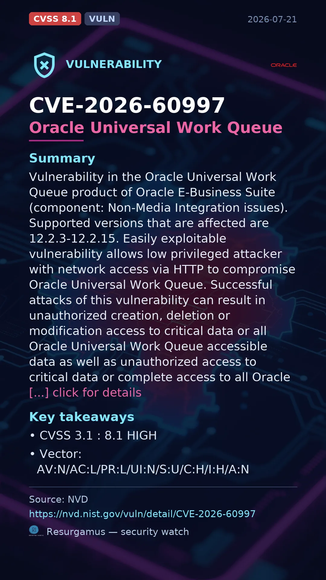 CVE-2026-60997 Oracle Universal Work Queue Vulnerability