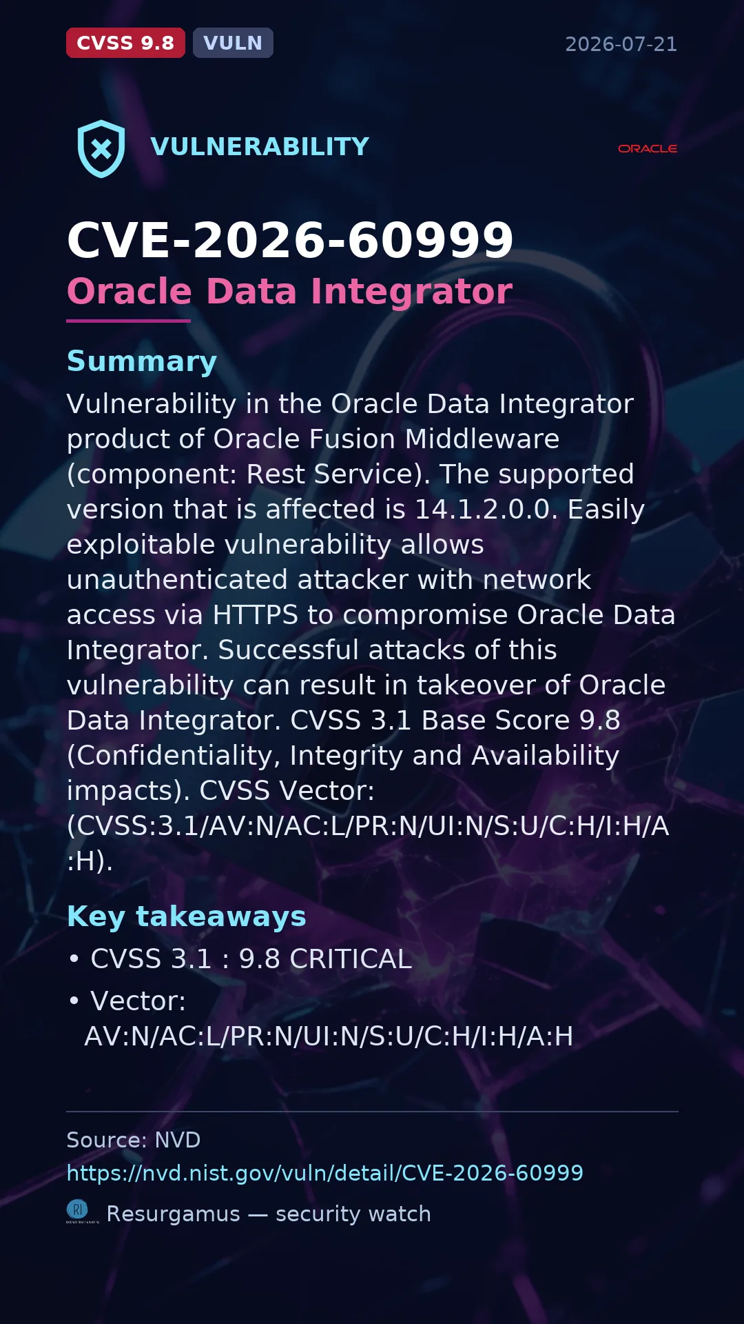 CVE-2026-60999 Oracle Data Integrator Vulnerability