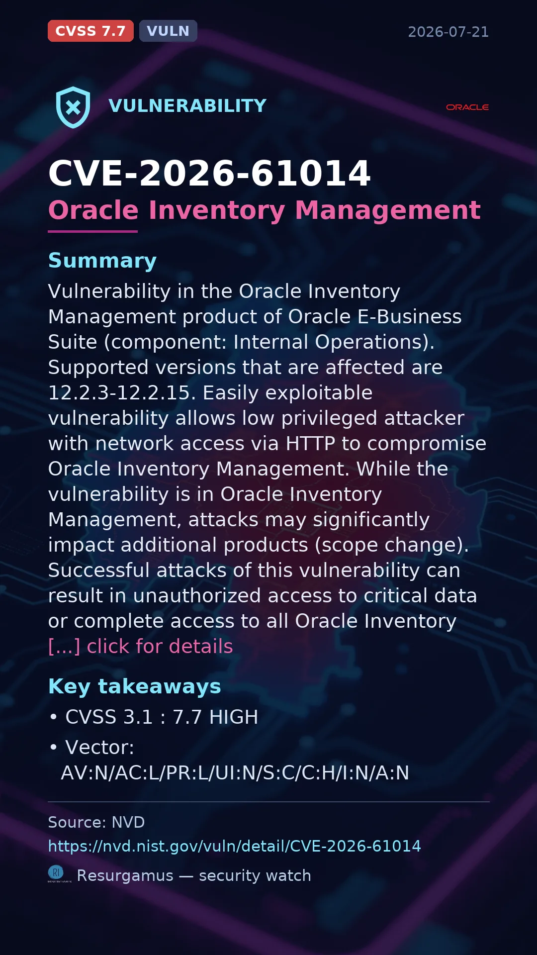 CVE-2026-61014 Oracle Inventory Management Vulnerability