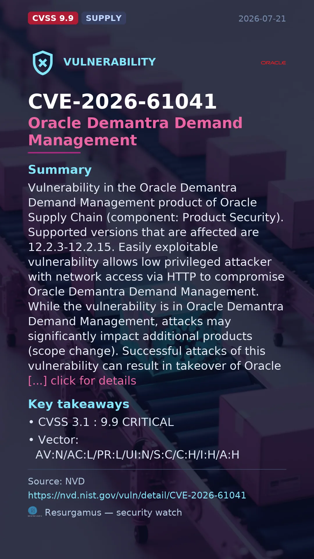 CVE-2026-61041 Oracle Demantra Demand Management Vulnerability