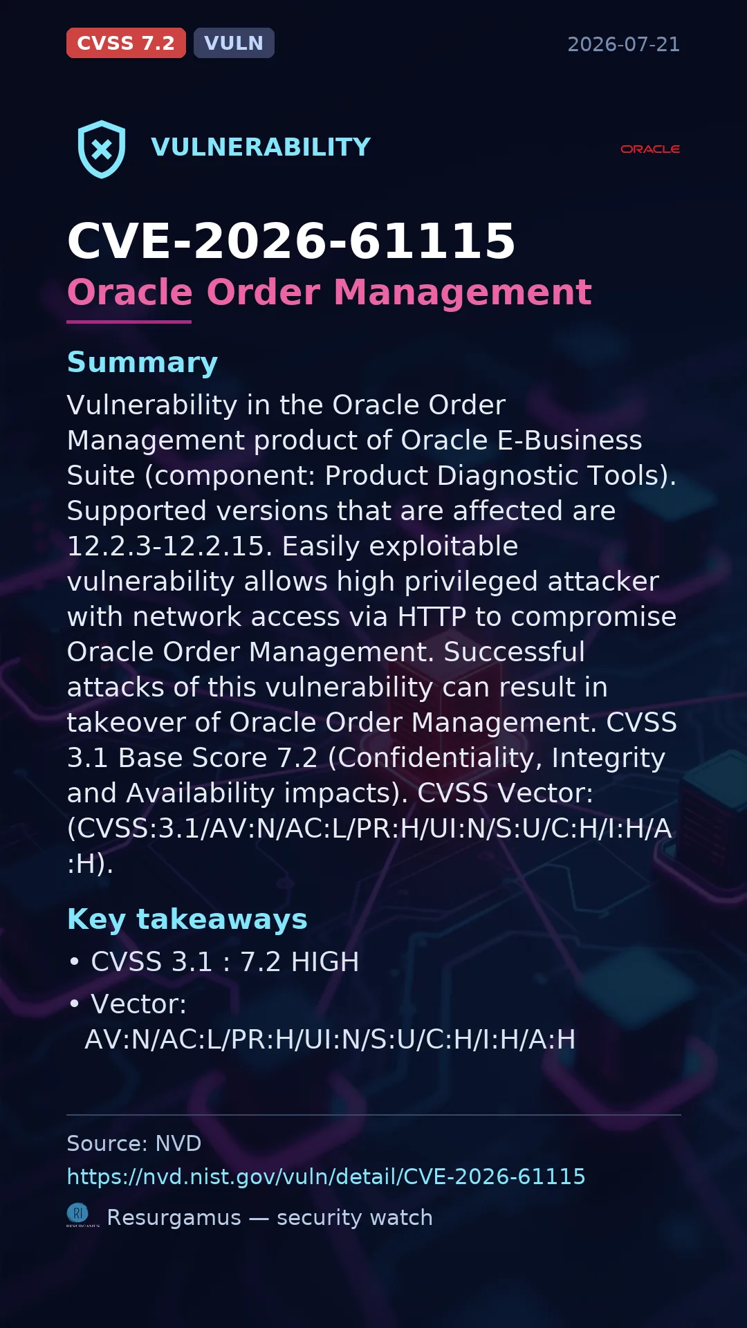CVE-2026-61115 Oracle Order Management Vulnerability