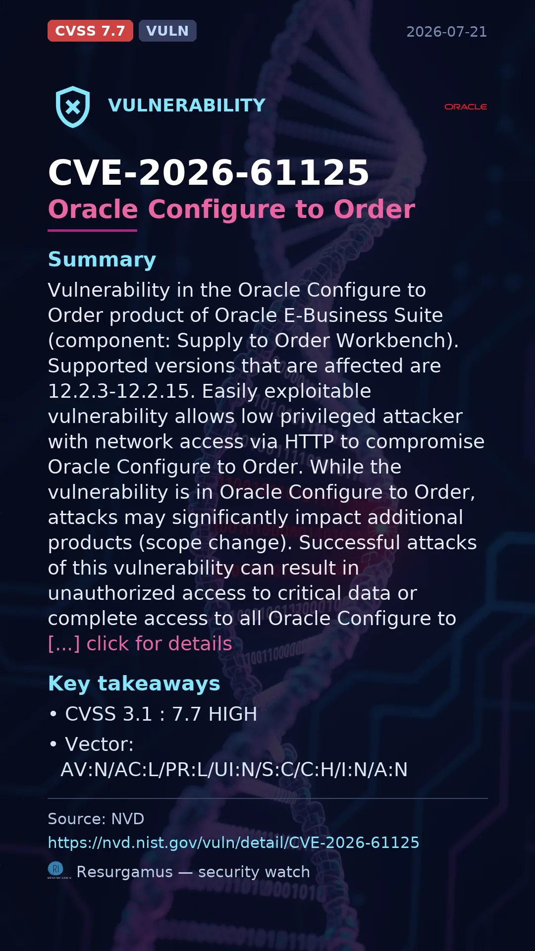 CVE-2026-61125 Oracle Configure to Order Vulnerability