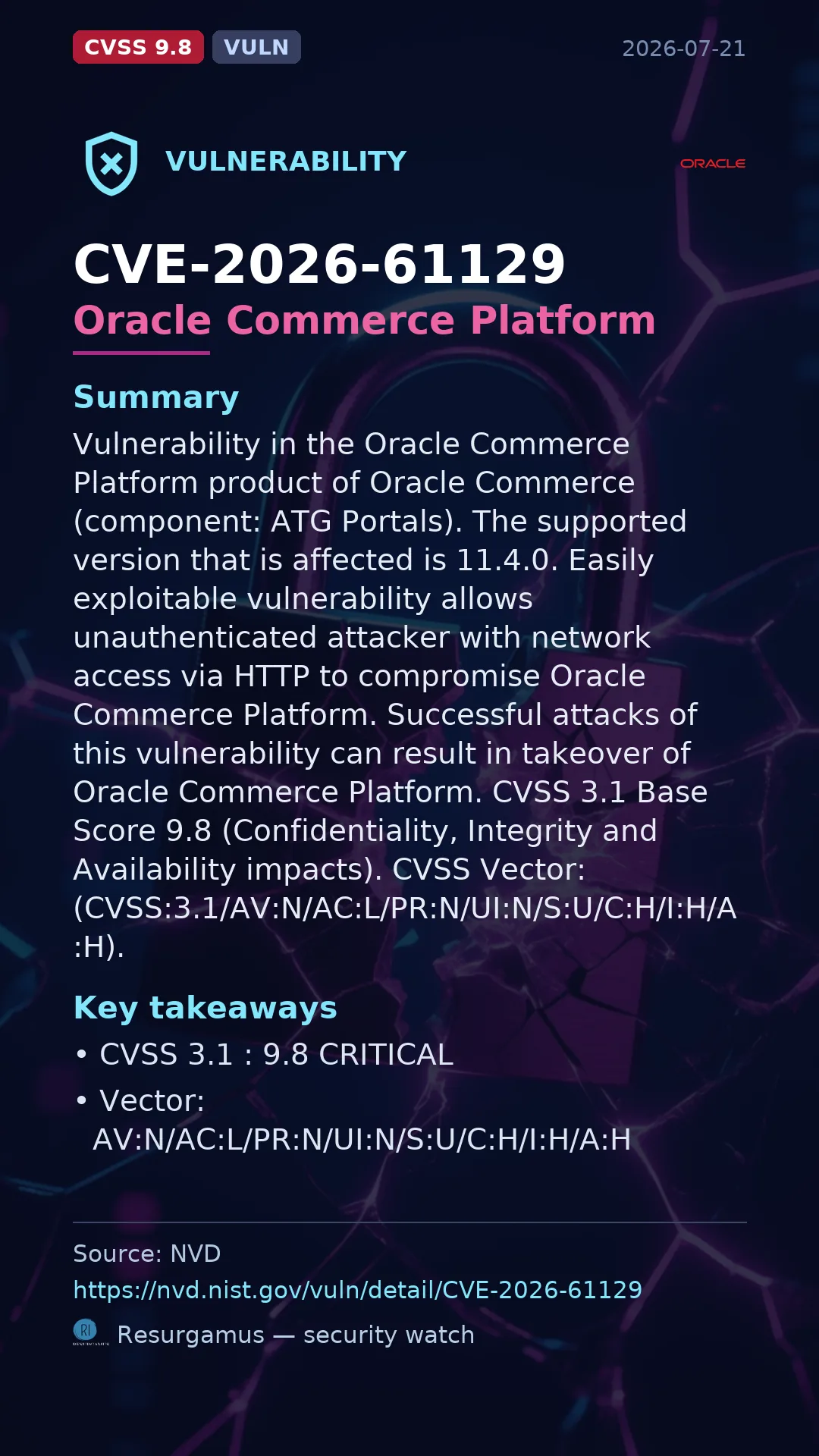 CVE-2026-61129 Oracle Commerce Platform Vulnerability