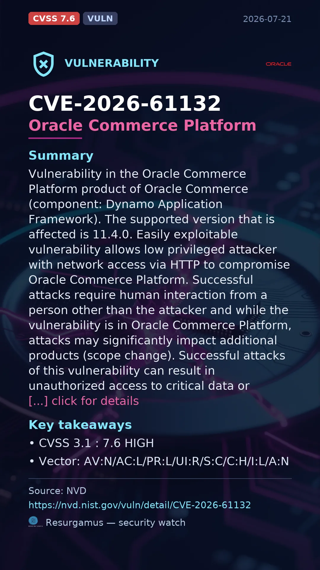 CVE-2026-61132 Oracle Commerce Platform Vulnerability
