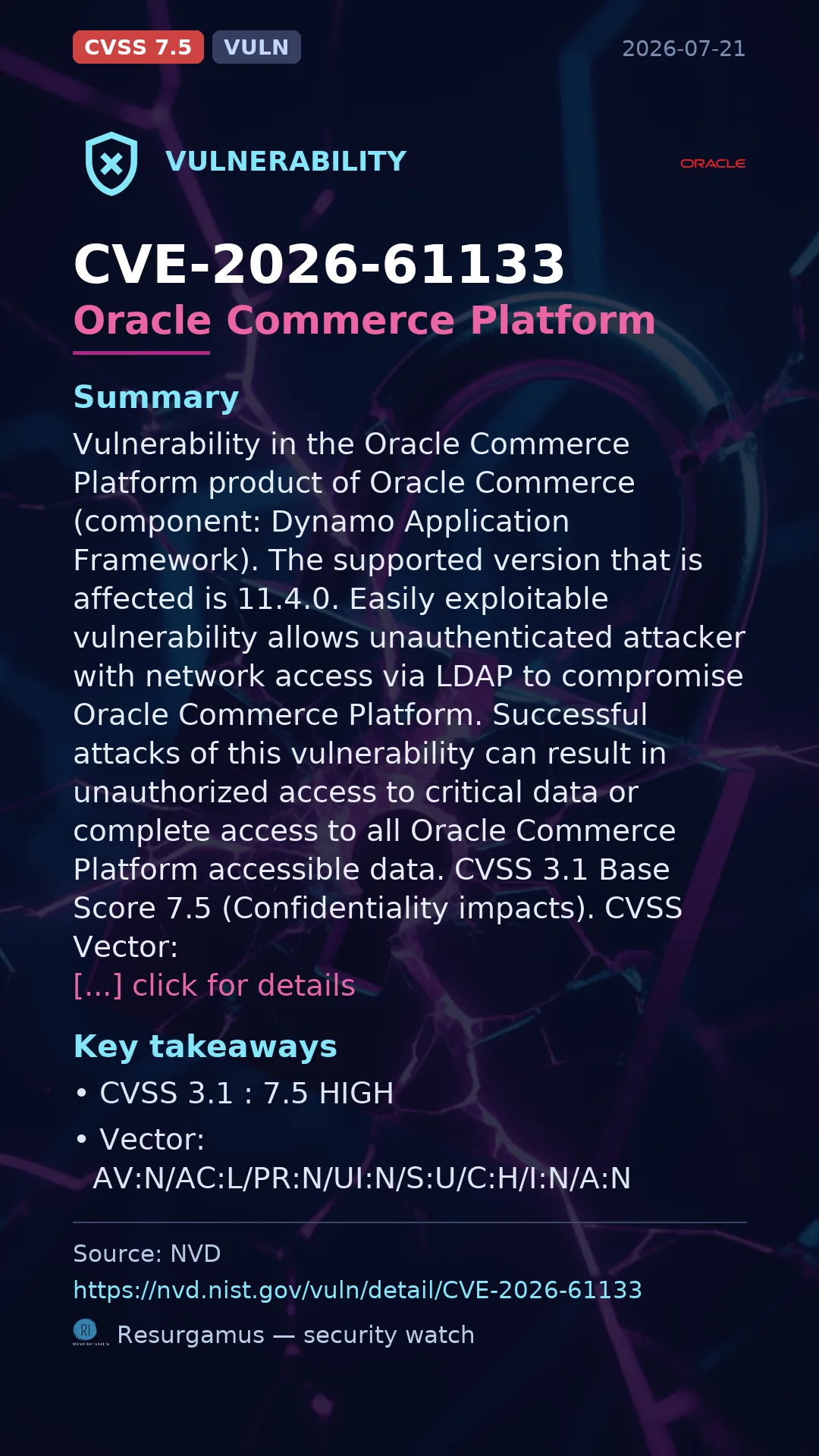 CVE-2026-61133 Oracle Commerce Platform Vulnerability