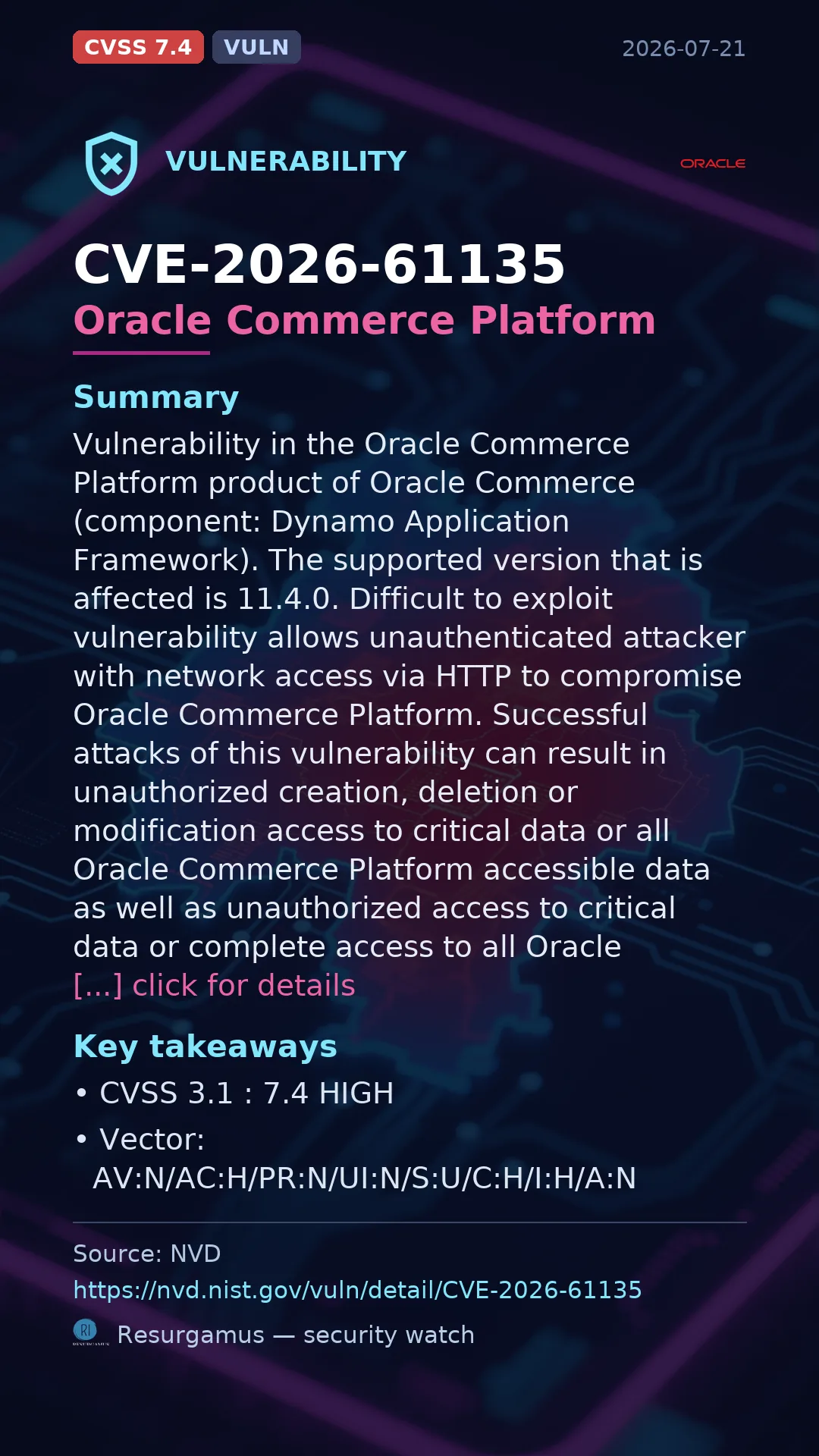 CVE-2026-61135 Oracle Commerce Platform Vulnerability