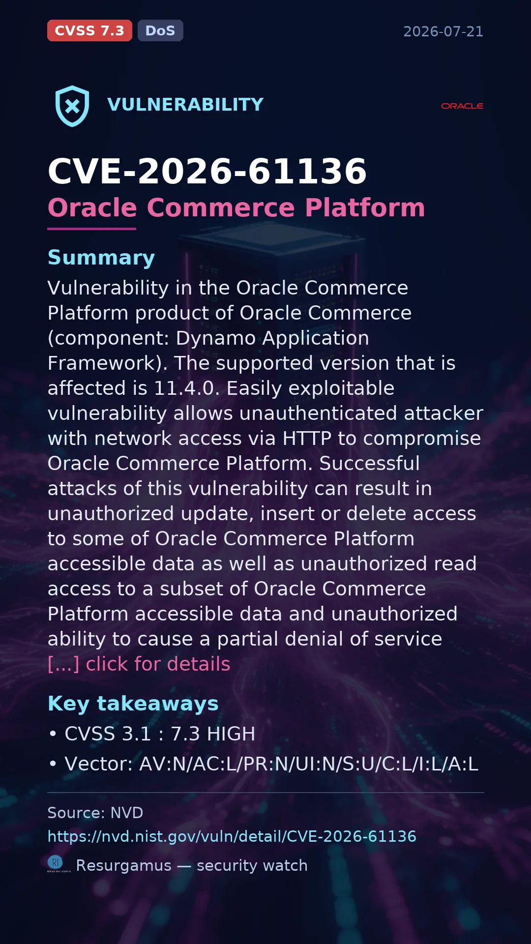 CVE-2026-61136 Oracle Commerce Platform Vulnerability